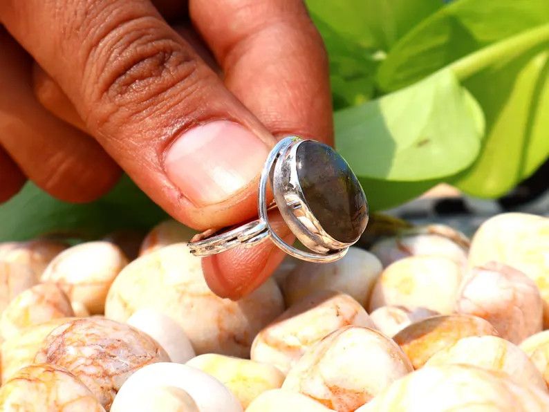 Handmade Labradorite Ring, 925 Silver Ring, Handmade Gift For Her Size ONE SIZE - 6 Thumbnail