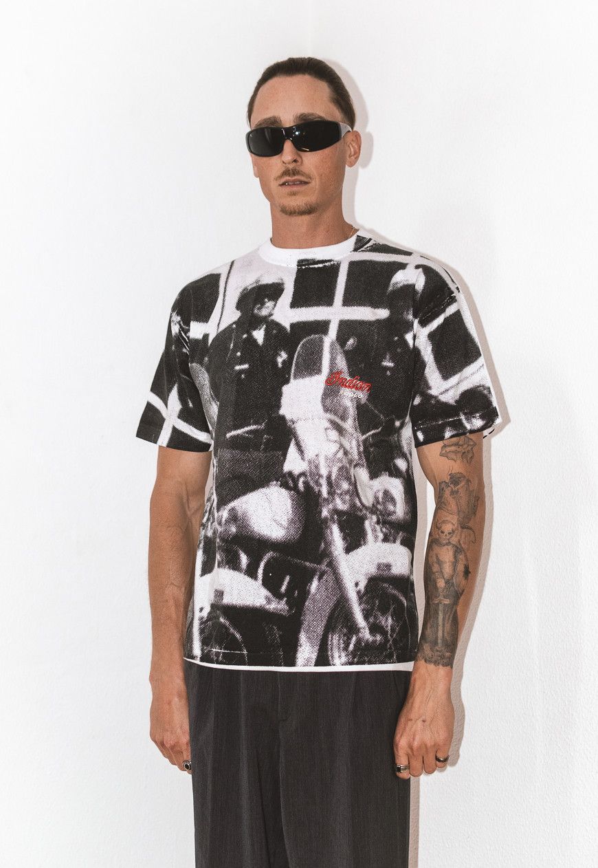 image of Rock T Shirt x Vintage 90's Indiana Culture Collectible Police Biker Graphic Tshirt in Black White 