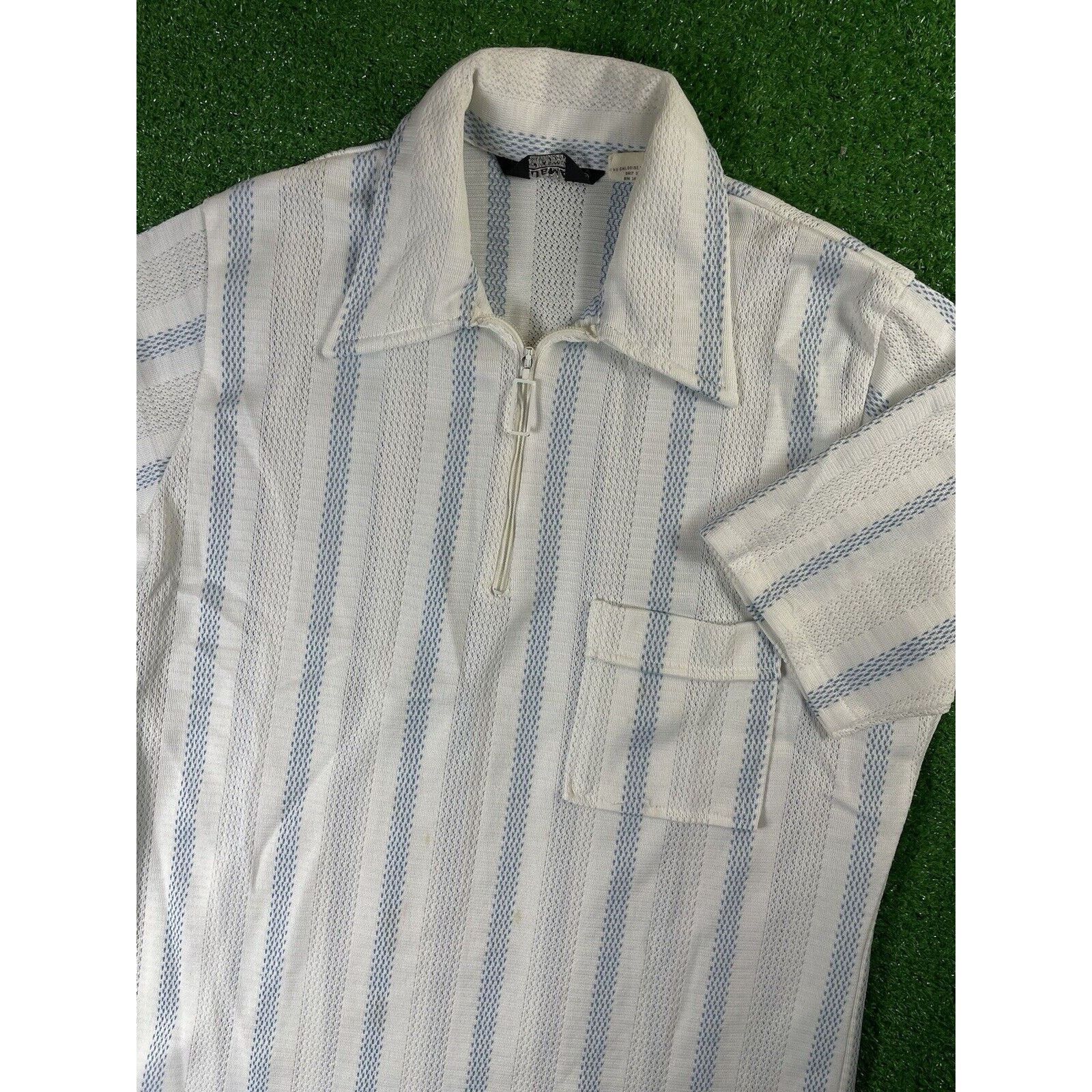 Vintage Vintage 70s Mobster Gangster Italian Medium White Blue Shirt Size US M / EU 48-50 / 2 - 1 Thumbnail