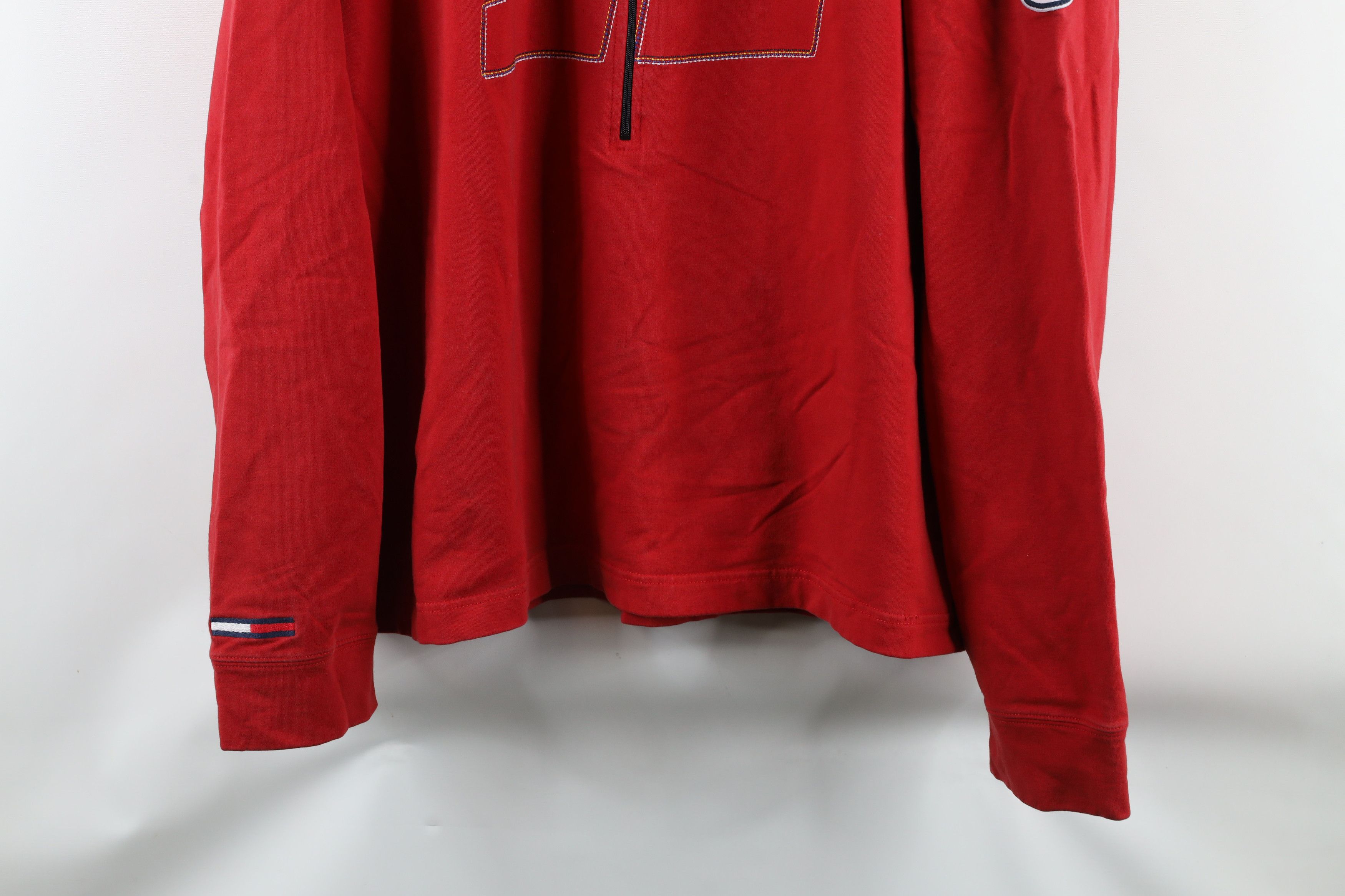 Tommy Hilfiger × Vintage Vintage 90s Tommy Hilfiger Out Big Logo Half Zip Sweater Size US XXL / EU 58 / 5 - 3 Thumbnail