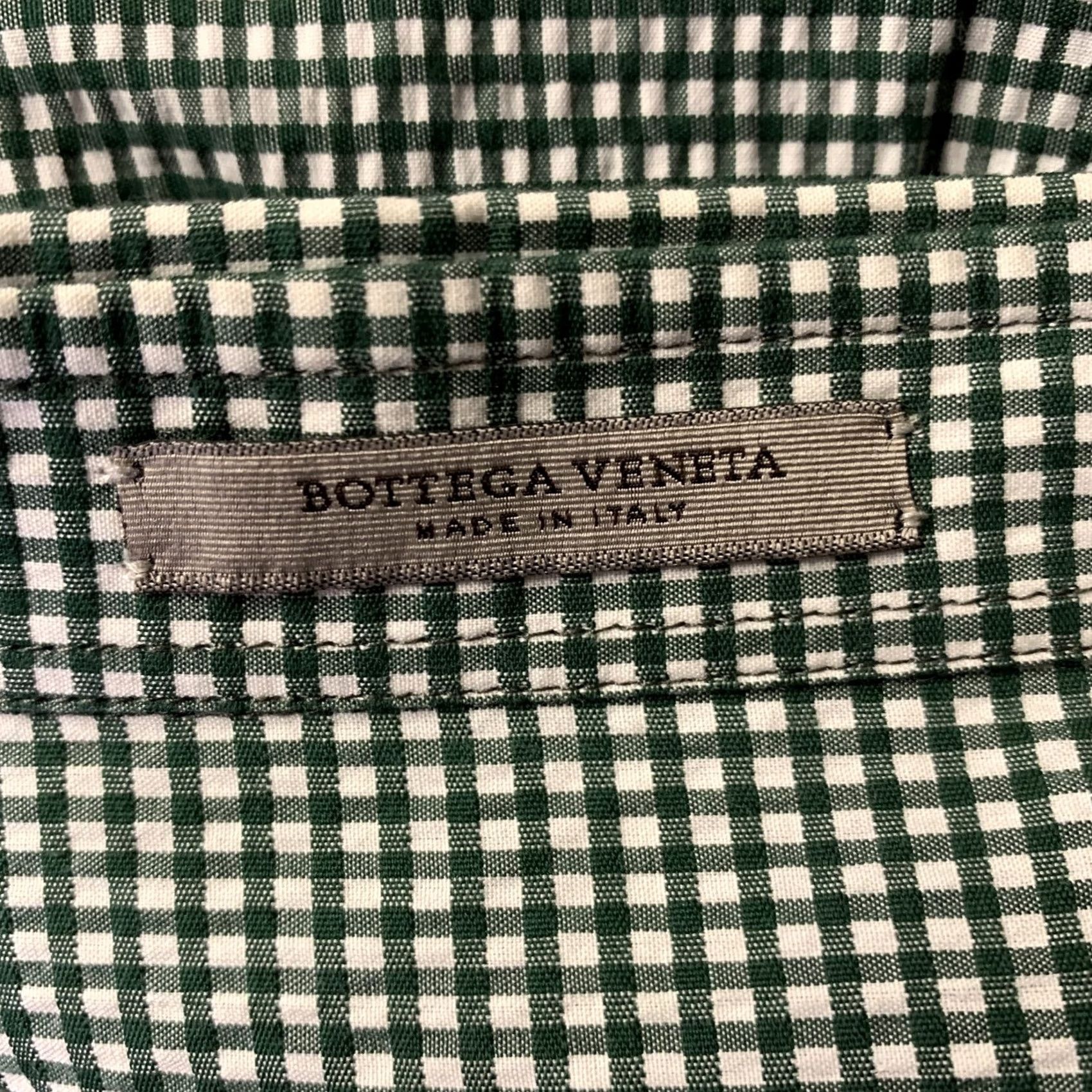 Bottega Veneta BOTTEGA VENETA Long Sleeve Shirt XL Green White Gingham Cotton Men Button-Up Size US XL / EU 56 / 4 - 5 Thumbnail