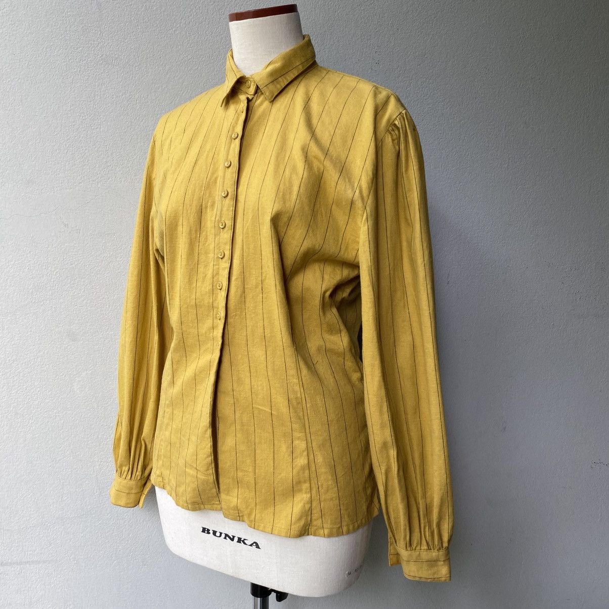 Norma Kamali Norma Kamali Yellow Stripe Soft Button Blouse Size M / US 6-8 / IT 42-44 - 2 Thumbnail