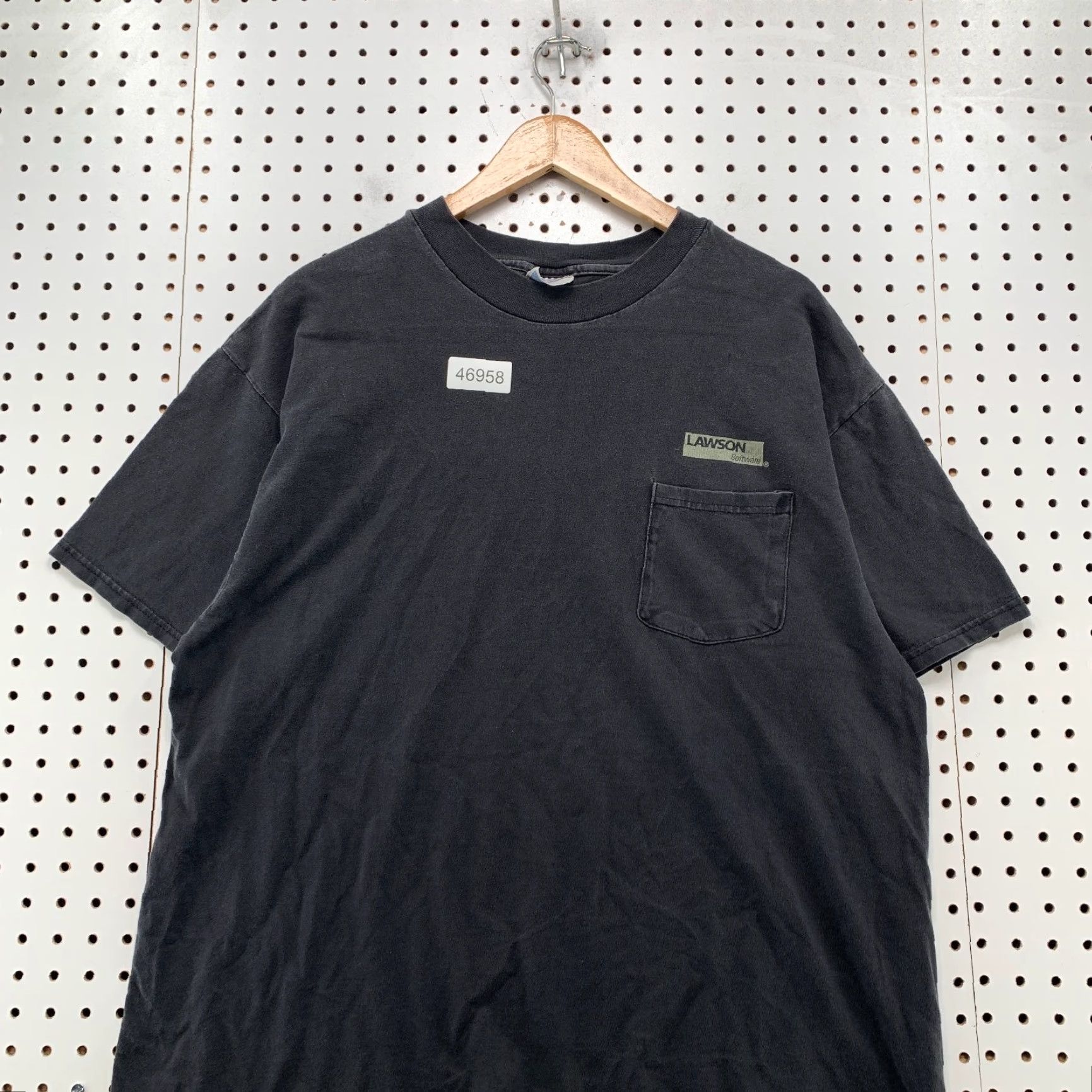 Hanes VINTAGE Lawson Software Shirt Mens XL Faded Black Hanes Cyber Punk Pocket Shirt Men XL Black 90s Punk Hanes Cotton Cotton Readable Size US XL / EU 56 / 4 - 4 Thumbnail