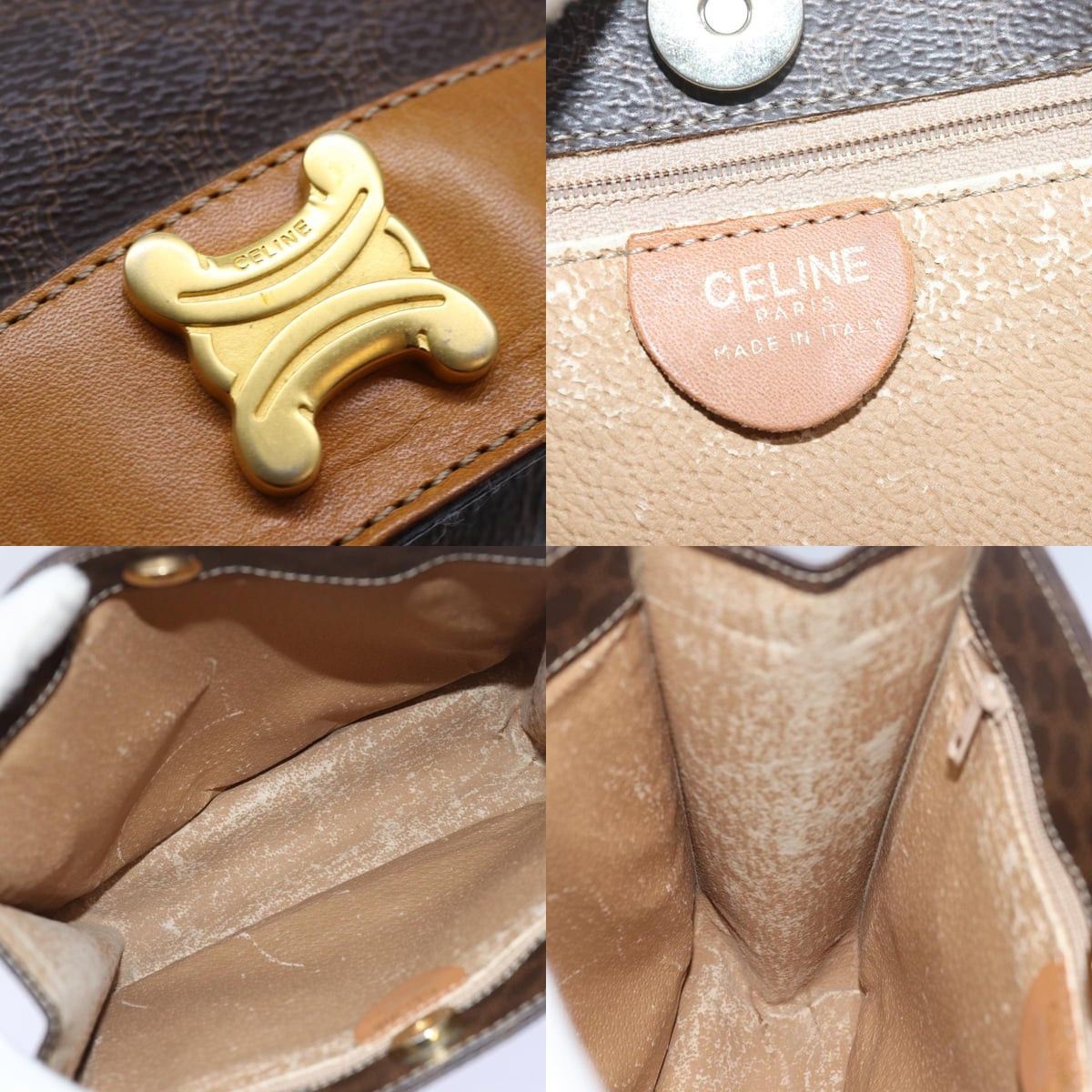 Celine CELINE Macadam Canvas Hand Bag Pvc Leather Brown Size ONE SIZE - 11 Thumbnail