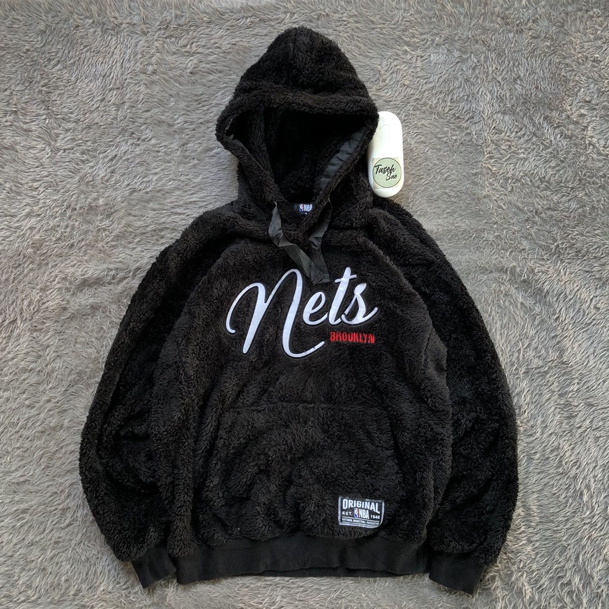 image of Hoodie Sherpa Nba Brooklyn Nets in Black, Men's (Size Medium)