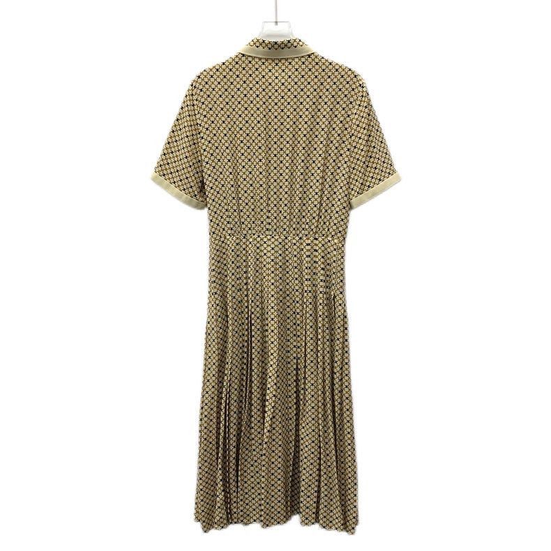 Celine Celine Brown Printed Silk Collared Dress XS Size 22" - 2 Thumbnail