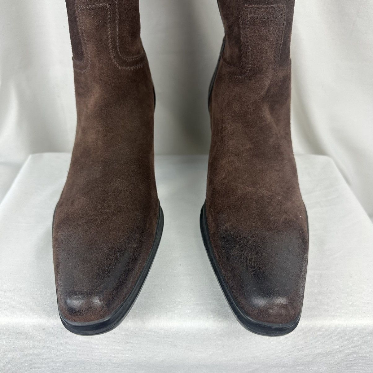 Prada Prada Brown Suede Mid Calf Western Boots Size US 11 / IT 41 - 4 Thumbnail