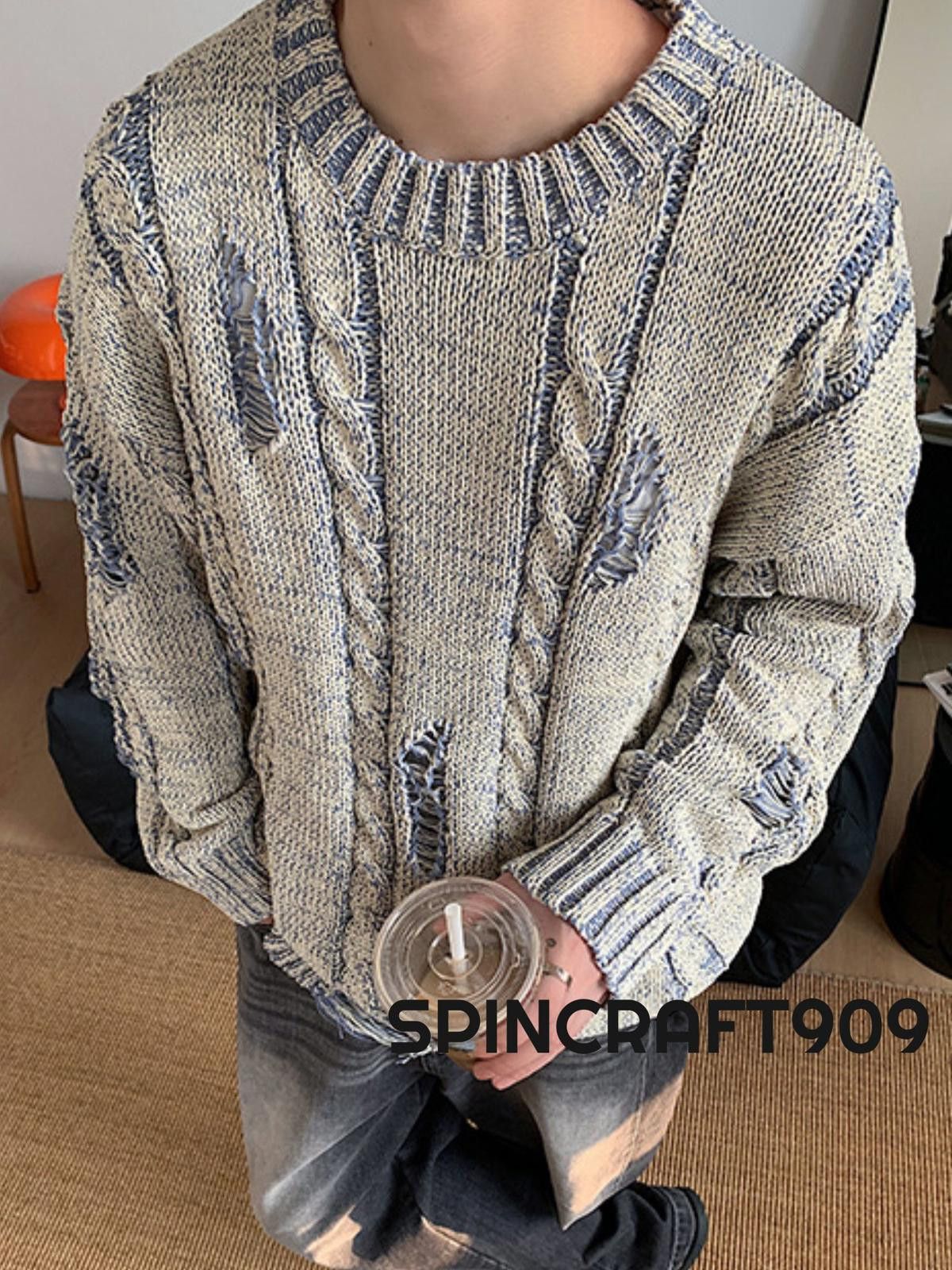 Vintage Distressed Patchwork Knit Sweater Size US M / EU 48-50 / 2 - 8 Thumbnail