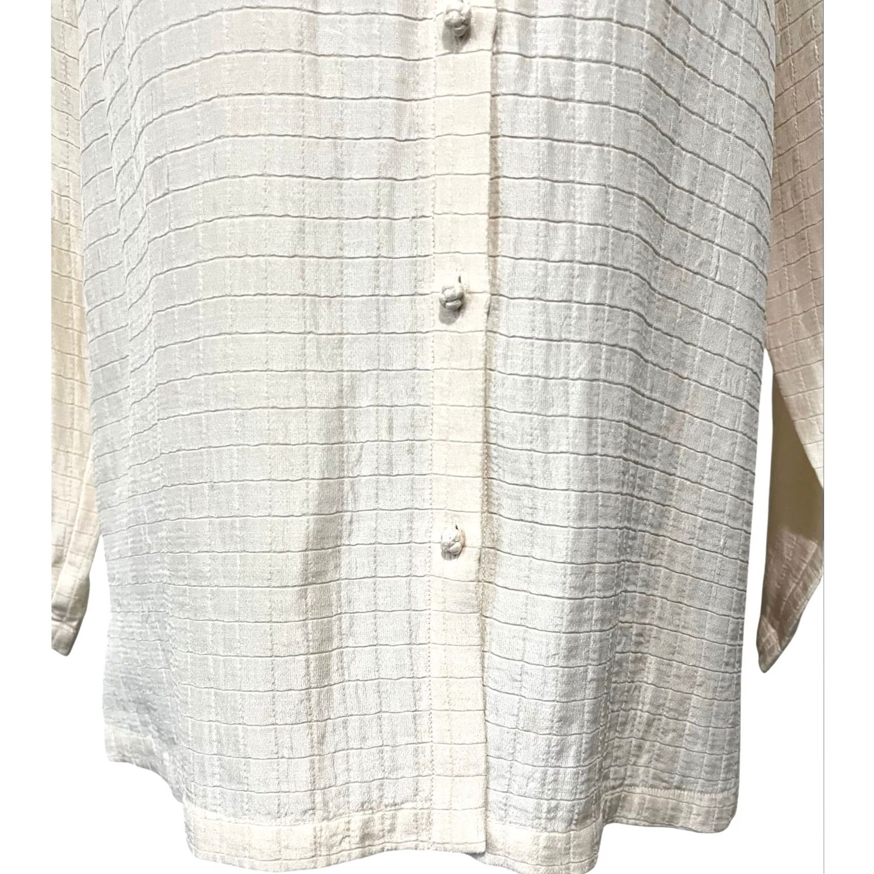Eileen Fisher Eileen Fisher Jacket Womens M Cream Topper Silk Linen Blend Knob Button Closure size Size M / US 6-8 / IT 42-44 - 3 Thumbnail