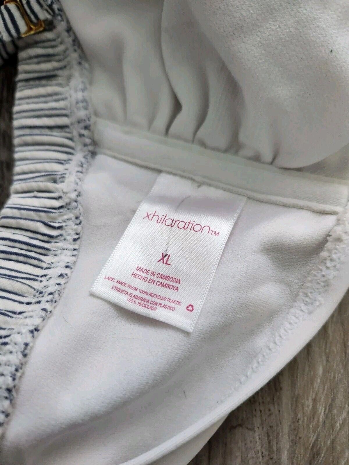 Designer Xhilaration Swimsuit Bikini Extra Large Blue White Striped Size ONE SIZE - 4 Thumbnail