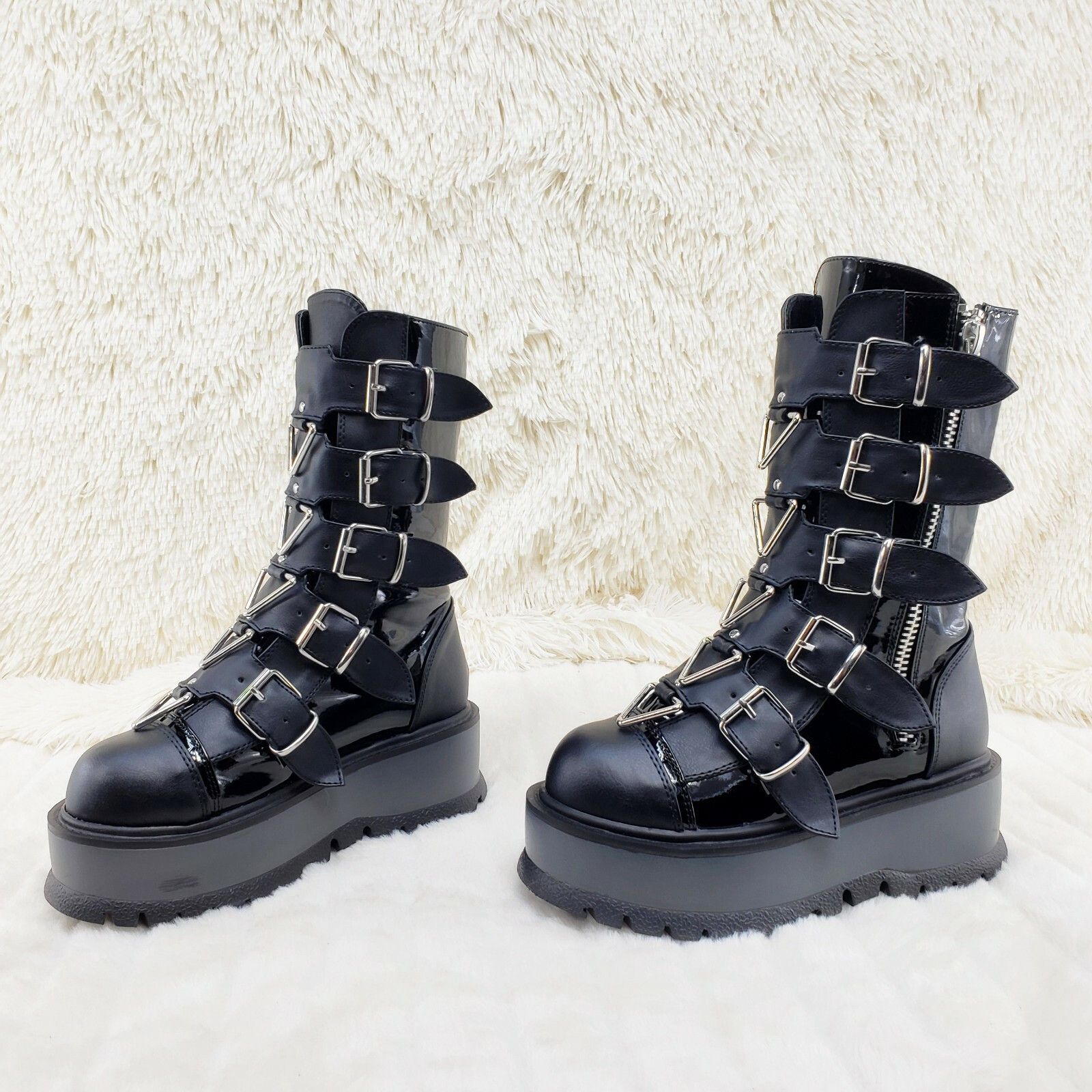 Other DEMONIA Slacker 160 Multi Strap Goth Punk Platform Calf Boot Size US 8 / IT 38 - 4 Thumbnail