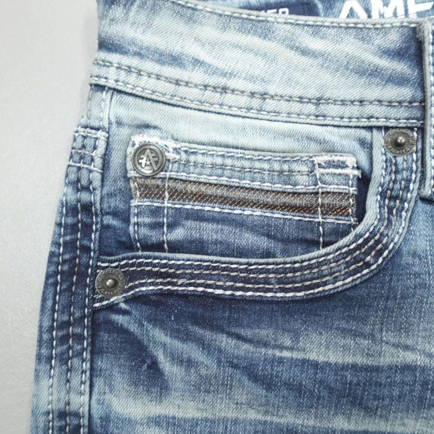 Vintage VINTAGE American Fighter Jeans Relaxed Straight Men’s Size 27x32 Striker Void Cairo-R Blue Denim 5-Pocket Mens Straight 90s Theme Size US 27 - 4 Thumbnail