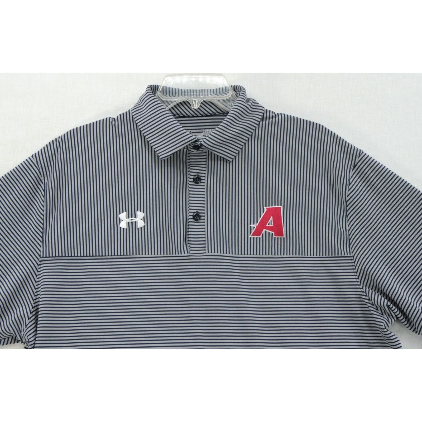 Under Armour Under Armour Polo Shirt Mens XL Golf Heat Gear Blue/Gray Stripes Performance Polo Shirt Mens XL Golf HeatGear Blue/Gray Stripes Size US XL / EU 56 / 4 - 2 Thumbnail