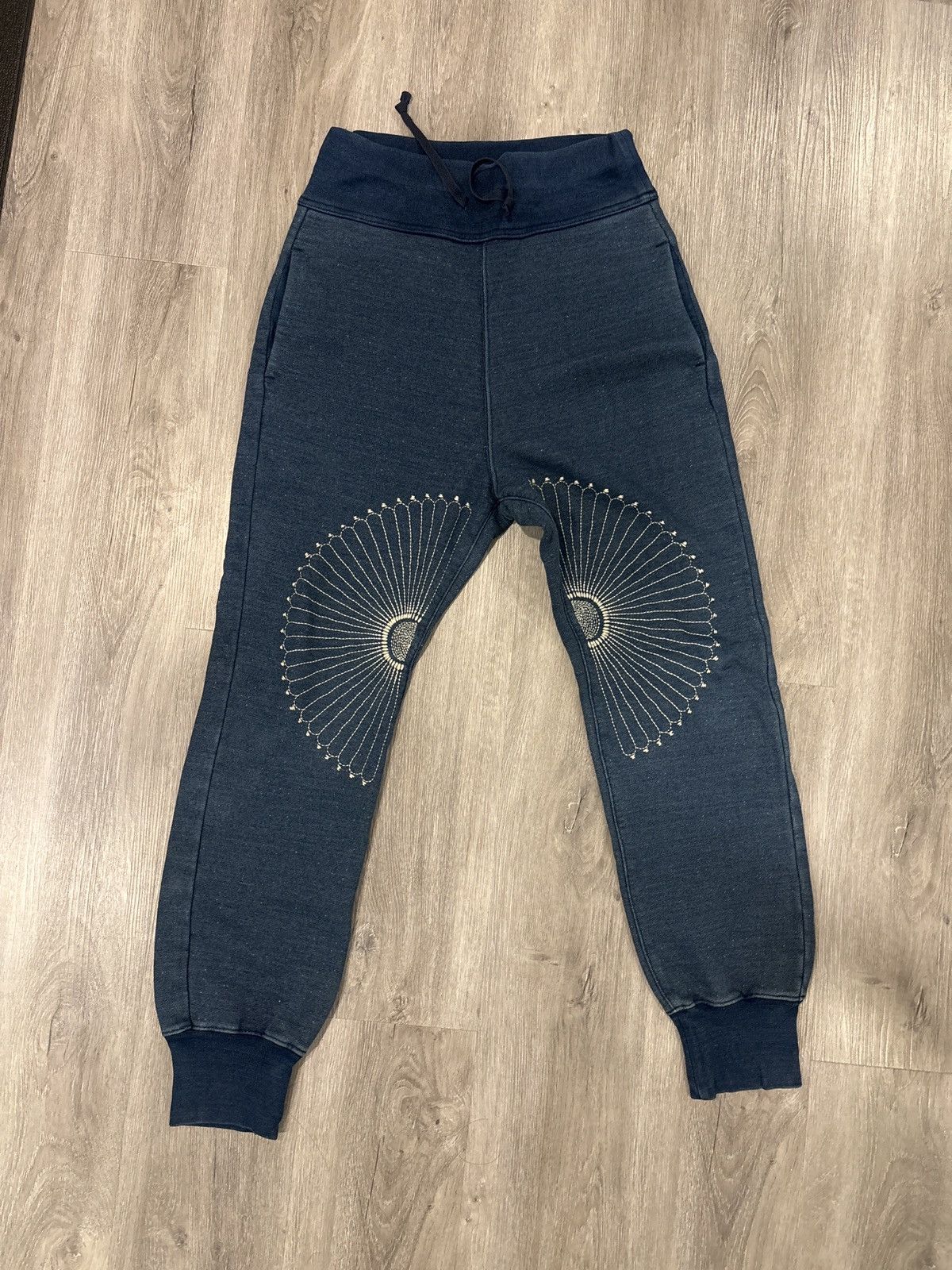 Kapital Kapital IDG Fleecy Knit Pant (FUROSHIKI Embroidery) Indigo Size US 30 / EU 46 - 1 Thumbnail