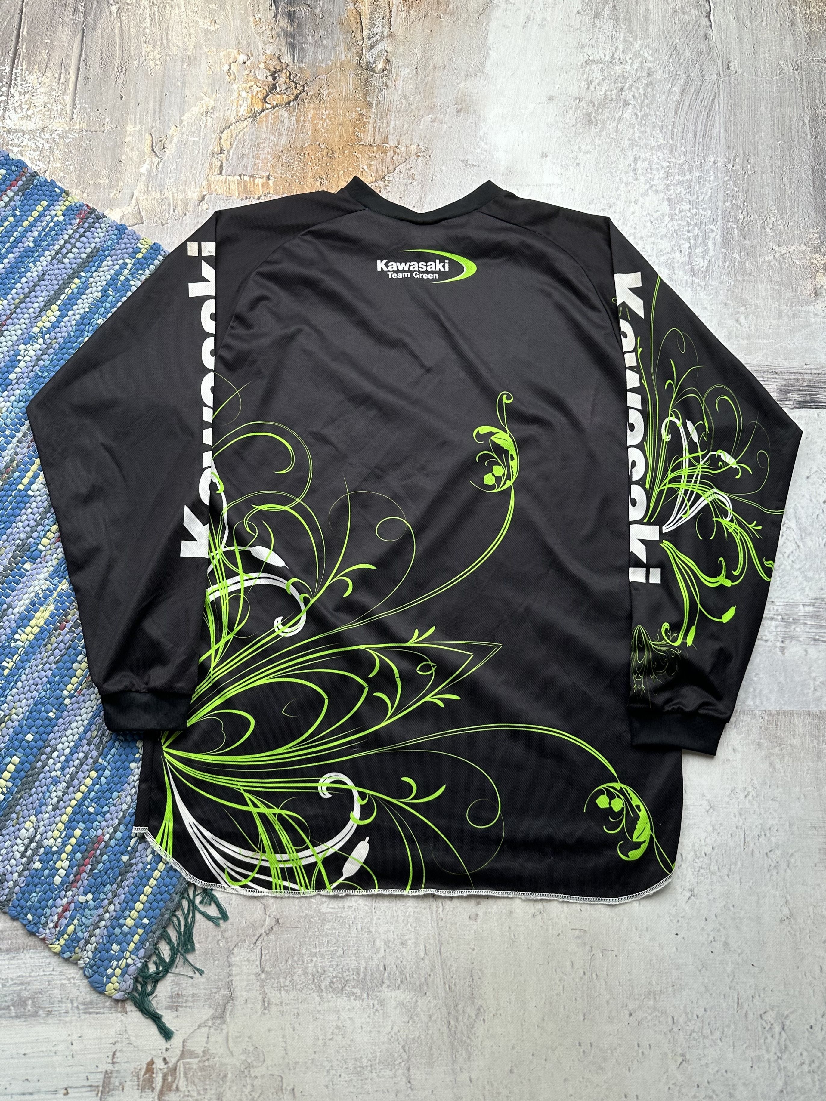 Japanese Brand Kawasaki Vintage Moto Racing Jersey A188(119) Size US XL / EU 56 / 4 - 9 Thumbnail