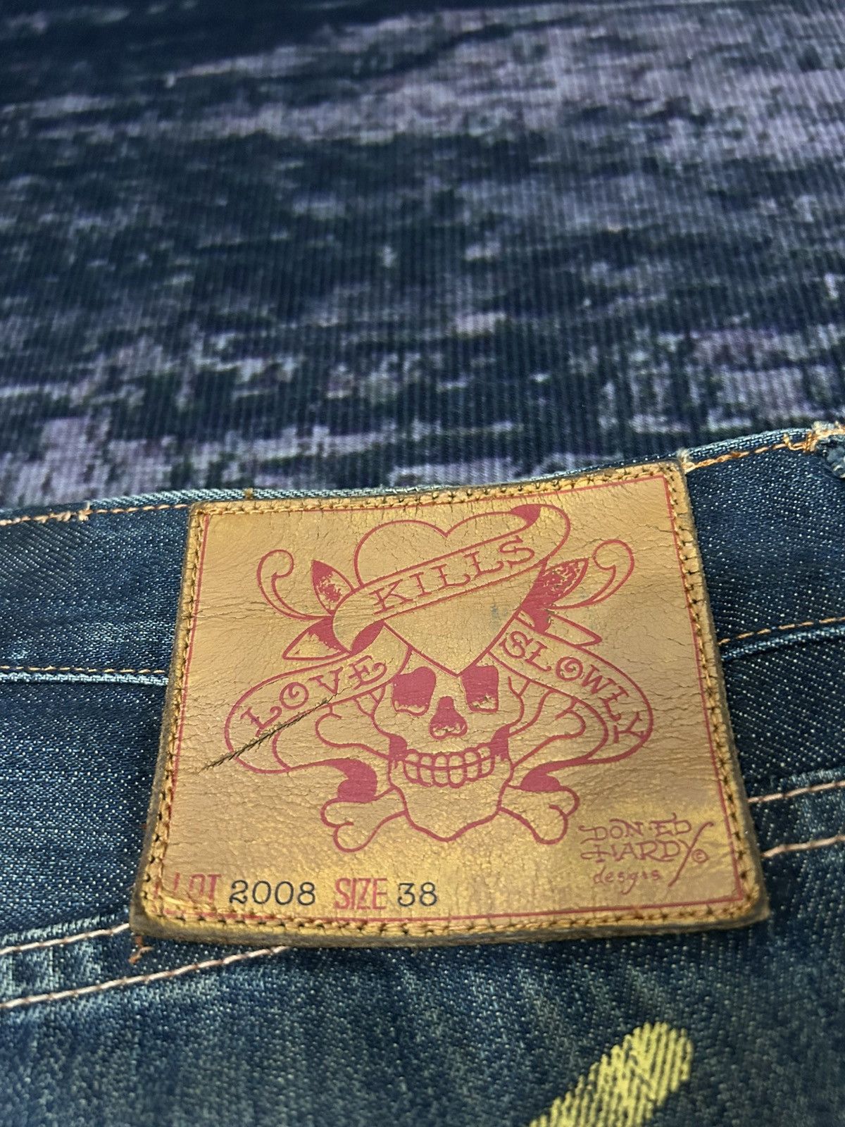 Ed Hardy 2008 Ed Hardy Skull Pocket Back Jeans Size US 38 / EU 54 - 15 Thumbnail