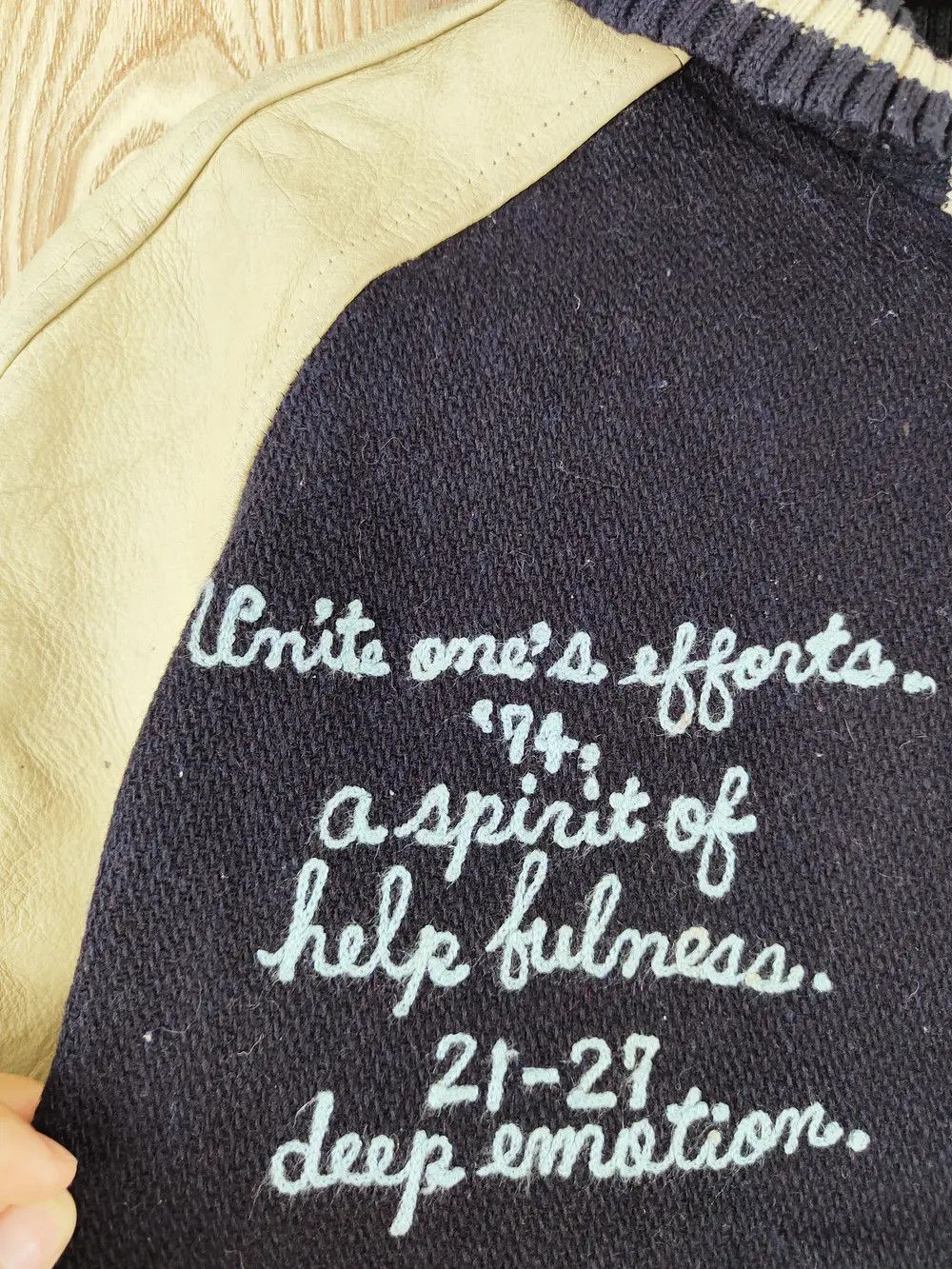 Japanese Brand DLL Sbec Navy vintage Leather Varsity Jackets #W069 Size S / US 4 / IT 40 - 9 Thumbnail
