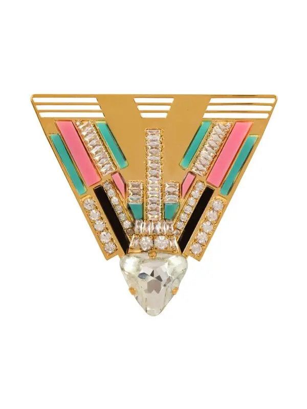 Balmain o1s1wg111225 Size:OS/Art Deco Crystal Brooch in Golden Size ONE SIZE - 1 Thumbnail