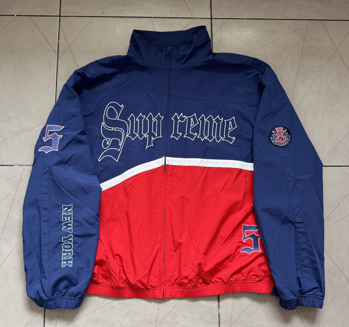 Supreme Supreme Old English Canvas Work Jacket Navy | Grailed