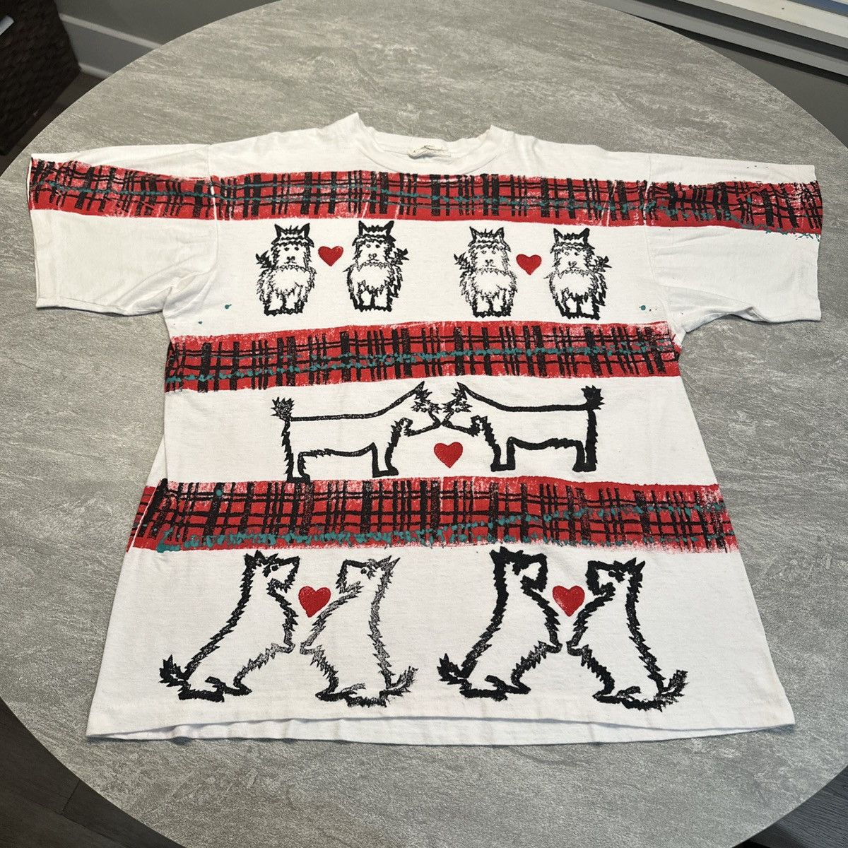 Vintage Vintage 80s Art Works Knit Schnauzer Dog Single Stitch Shirt Size US XL / EU 56 / 4 - 1 Thumbnail