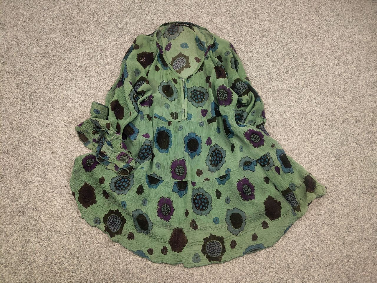Gudrun Sjoden Gudrun Sjödén Floral print green Light blouse tunic Size XL / US 12-14 / IT 48-50 - 2 Thumbnail