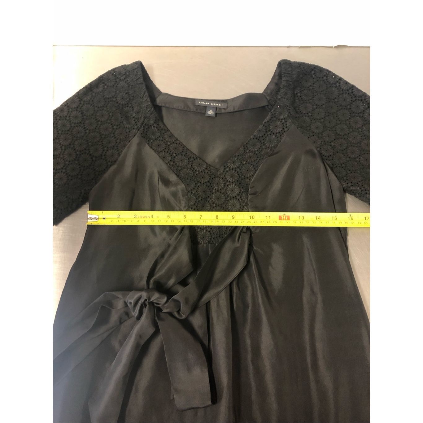 Banana Republic Banana Republic Women’s Black Silk Formal Embroidered Tie in Size XS / US 0-2 / IT 36-38 - 4 Thumbnail