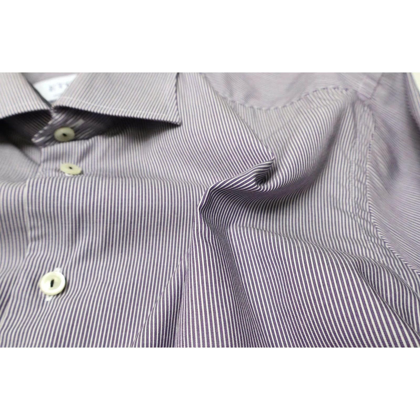 Eton ETON Contemporary Fine Twill Shirt Men's 43 / 17 Collared Button-Up Striped Purple Size US XL / EU 56 / 4 - 5 Thumbnail