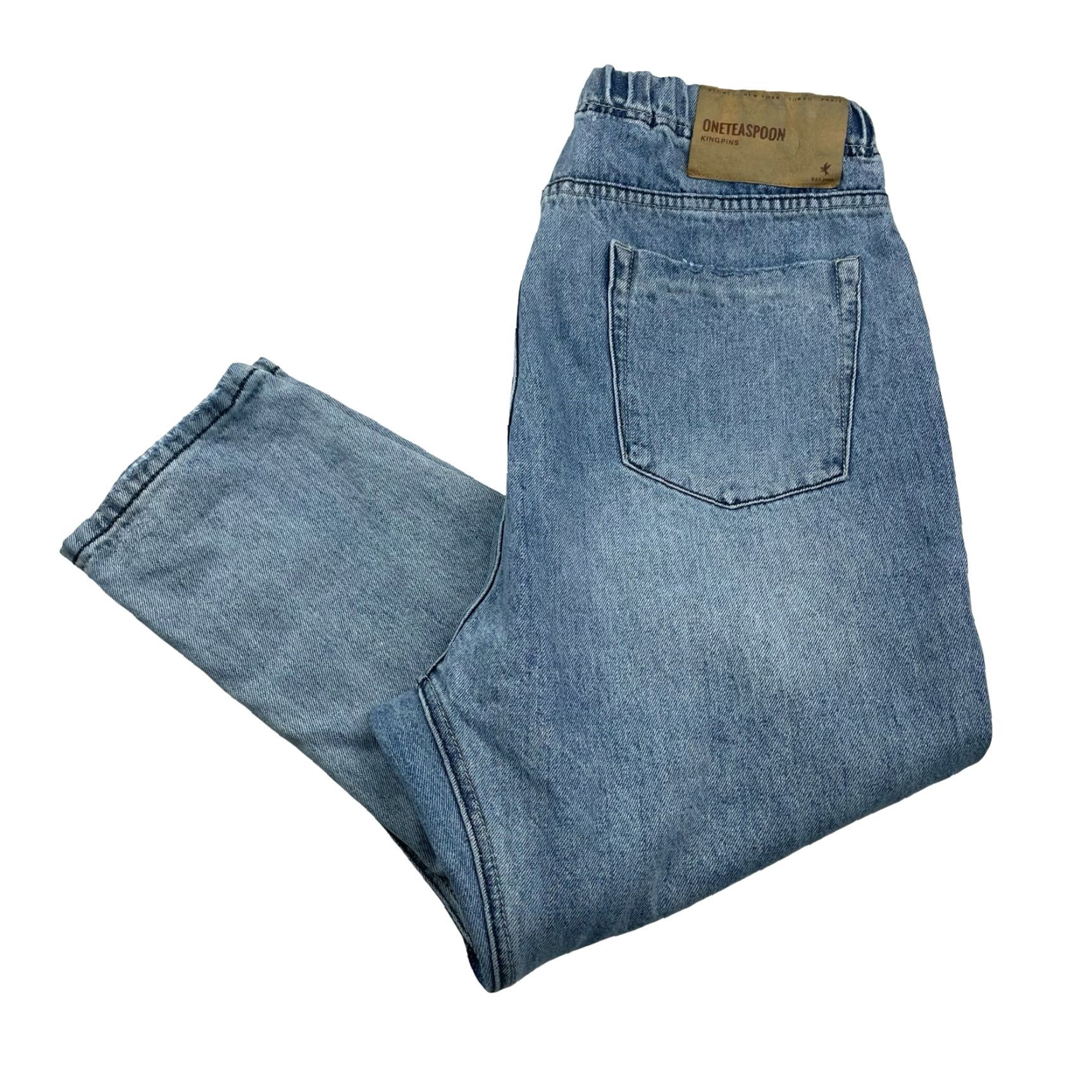 Vintage One Teaspoon Jeans Drop Cloth Harem Prison Pants Solid Blue Medium Women’s Regular Size M Waist 32 Inseam 25 Denim Cotton Blend Size 32" / US 10 / IT 46 - 2 Thumbnail