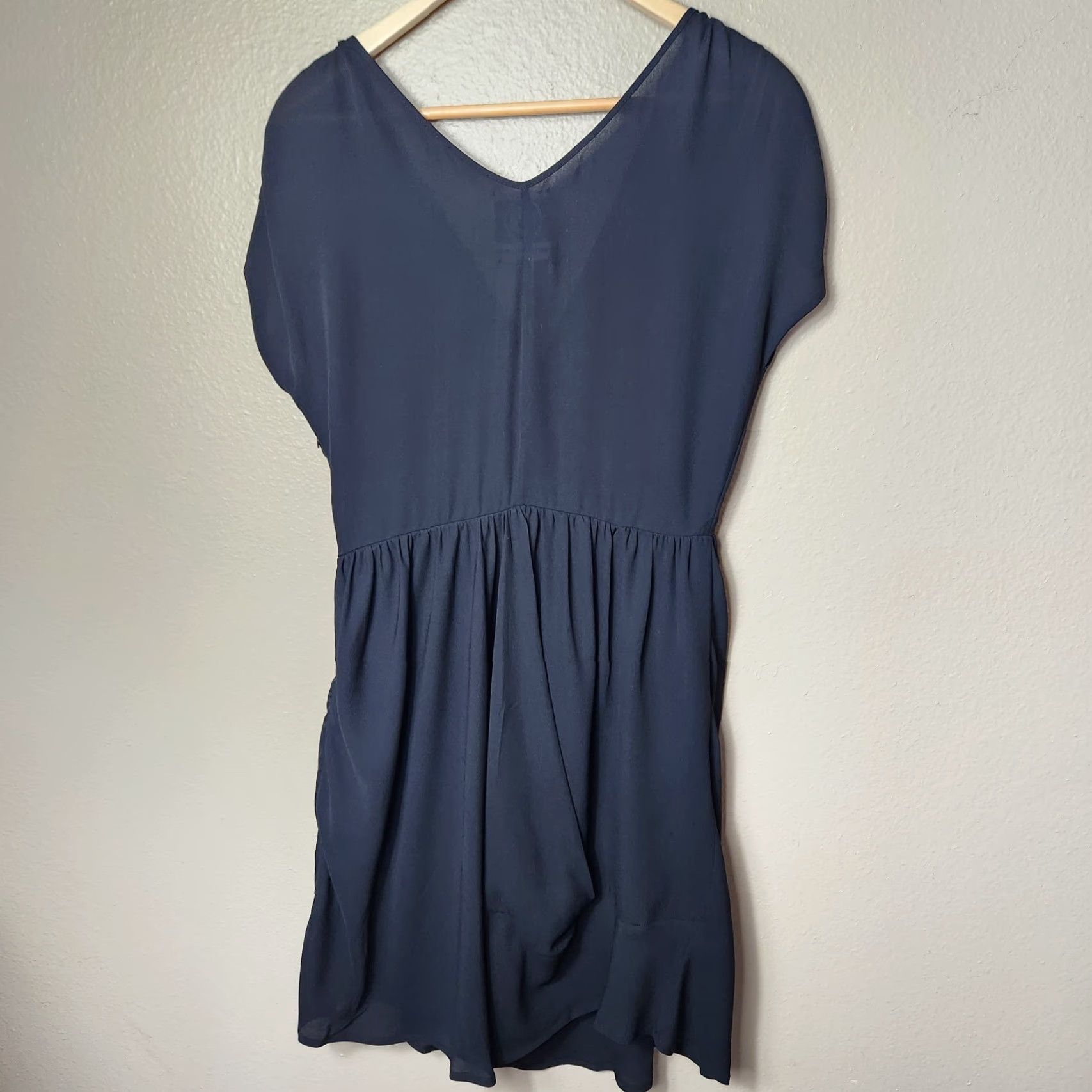 Vintage ANAGRAM Dress Black Silk Ruched Cap Sleeve Surplice Dress-Size 8 Size M / US 6-8 / IT 42-44 - 7 Thumbnail