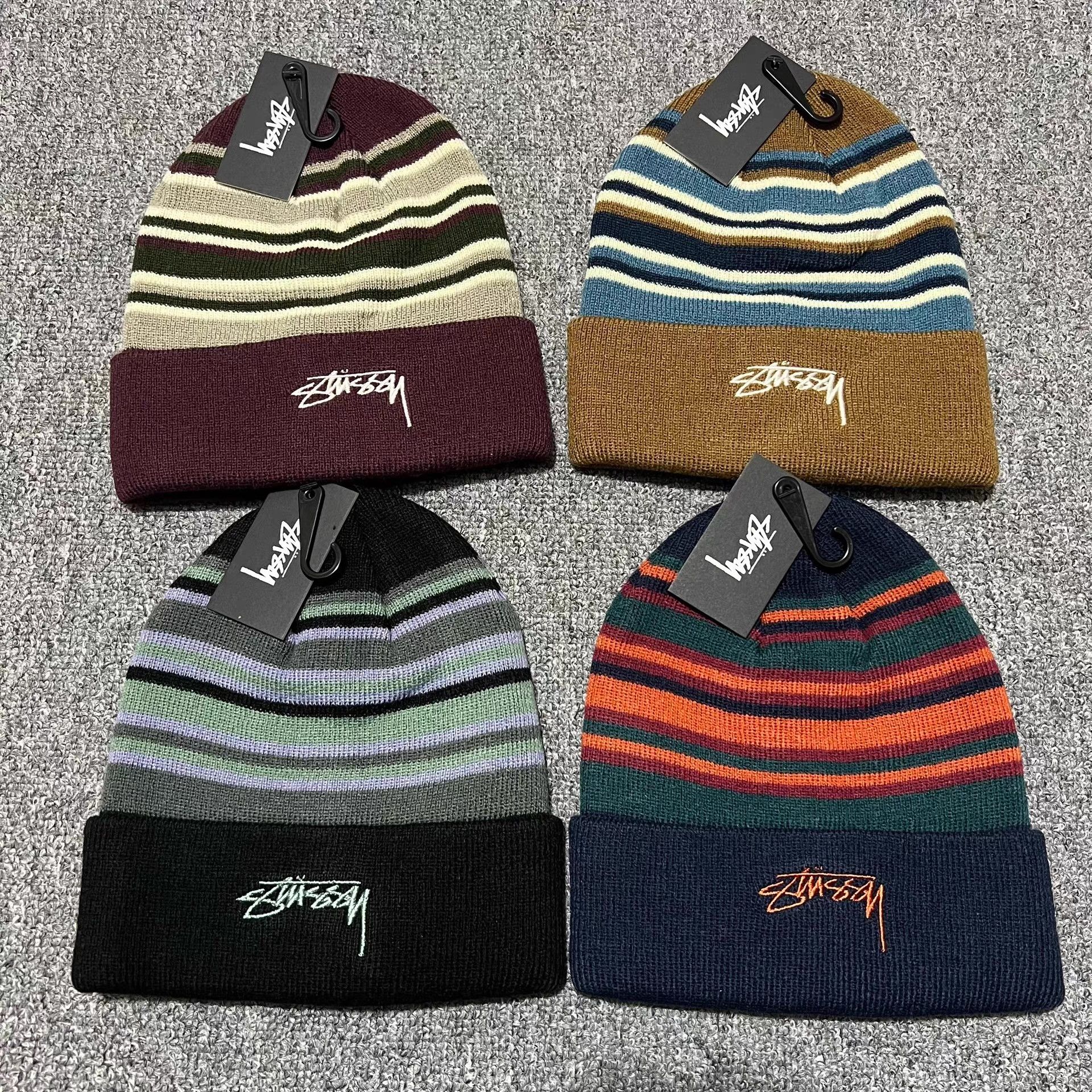 Stussy Stüssy Contrast Stripe Embroidered Logo Knit Beanie Q7 Size ONE SIZE - 1 Thumbnail