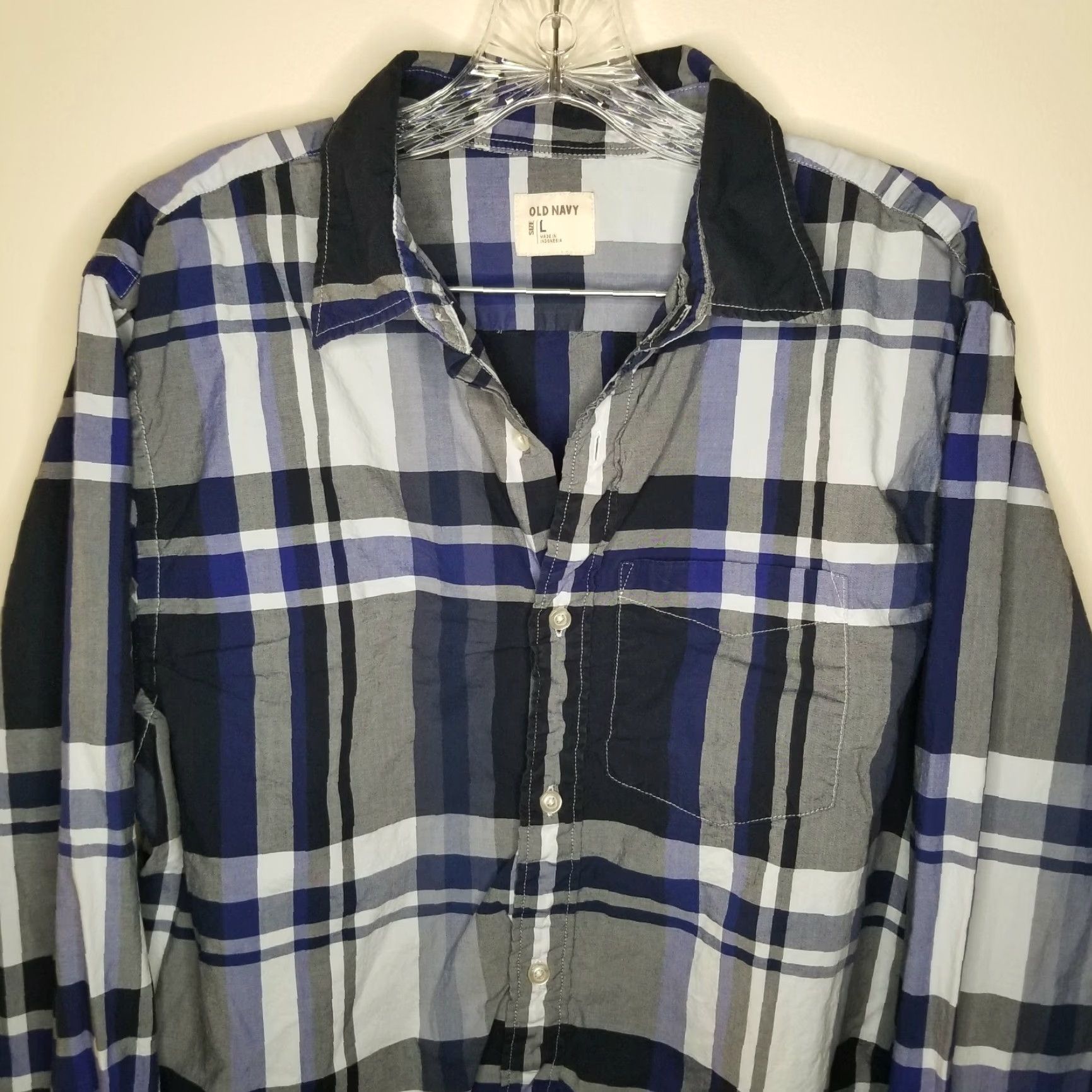 Old Navy Old Navy Shirt Adult L Blue Plaid Long Sleeve Button-Up Mens Size US L / EU 52-54 / 3 - 2 Thumbnail