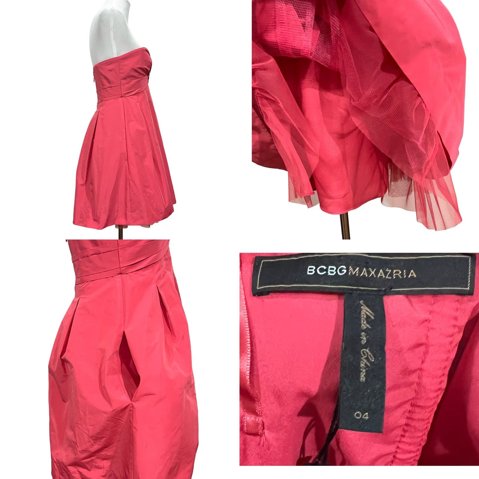 Bcbgmaxazria BCBGMAXAZRIA Dress Pink Coral Strapless Sweetheart Formal Pockets Party Size 4 Women Short Size S / US 4 / IT 40 - 8 Thumbnail
