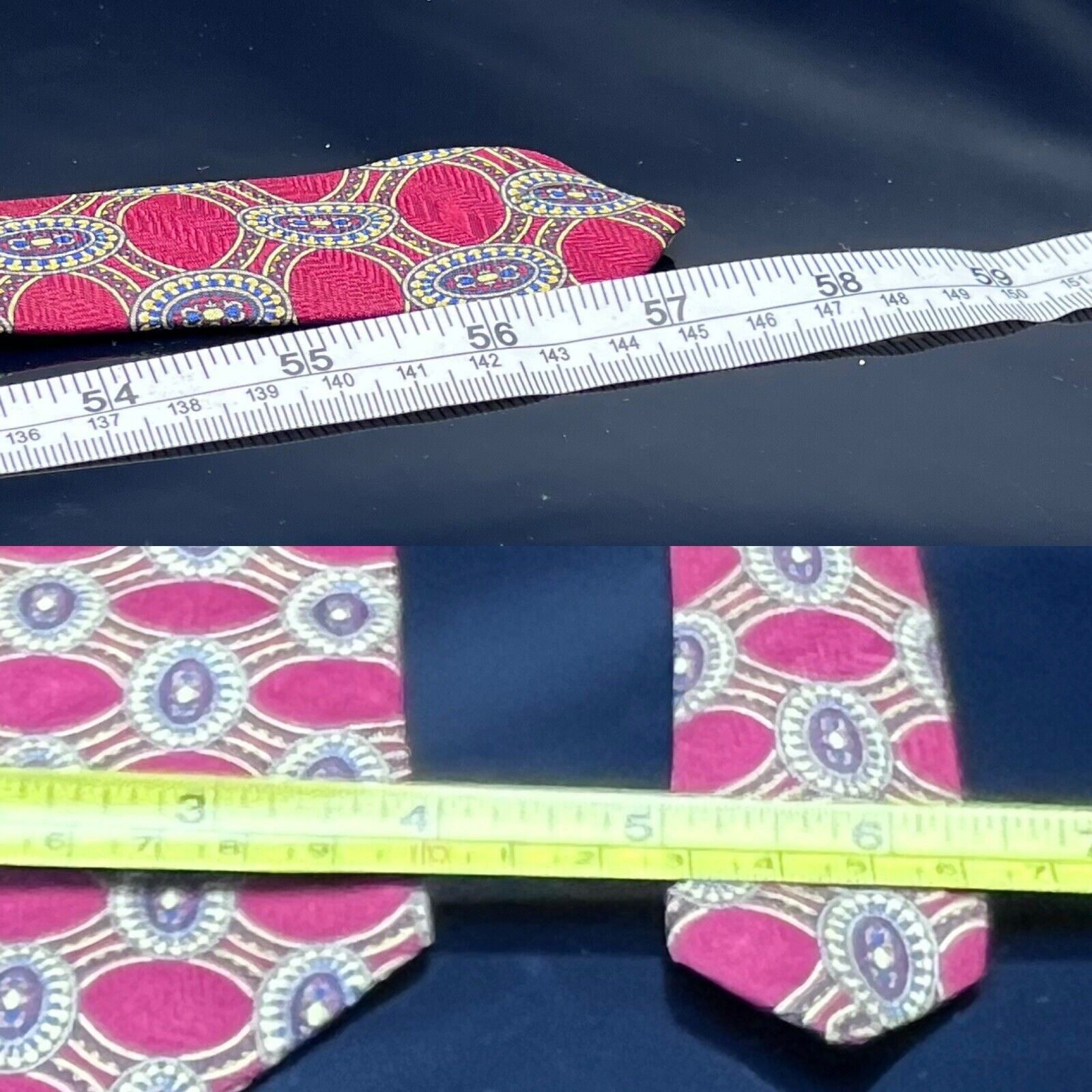 Vintage Vintage Spencer Lowe Mens Designer Tie 100% Silk Print Red B Size ONE SIZE - 3 Thumbnail