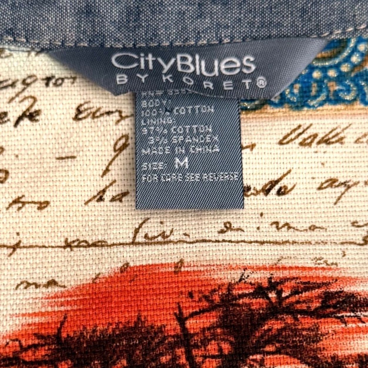 Denime EUC Vintage CityBlues M Denim Jacket Blue Mandarin Collar Safari Art to Wear 90s Size M / US 6-8 / IT 42-44 - 6 Thumbnail