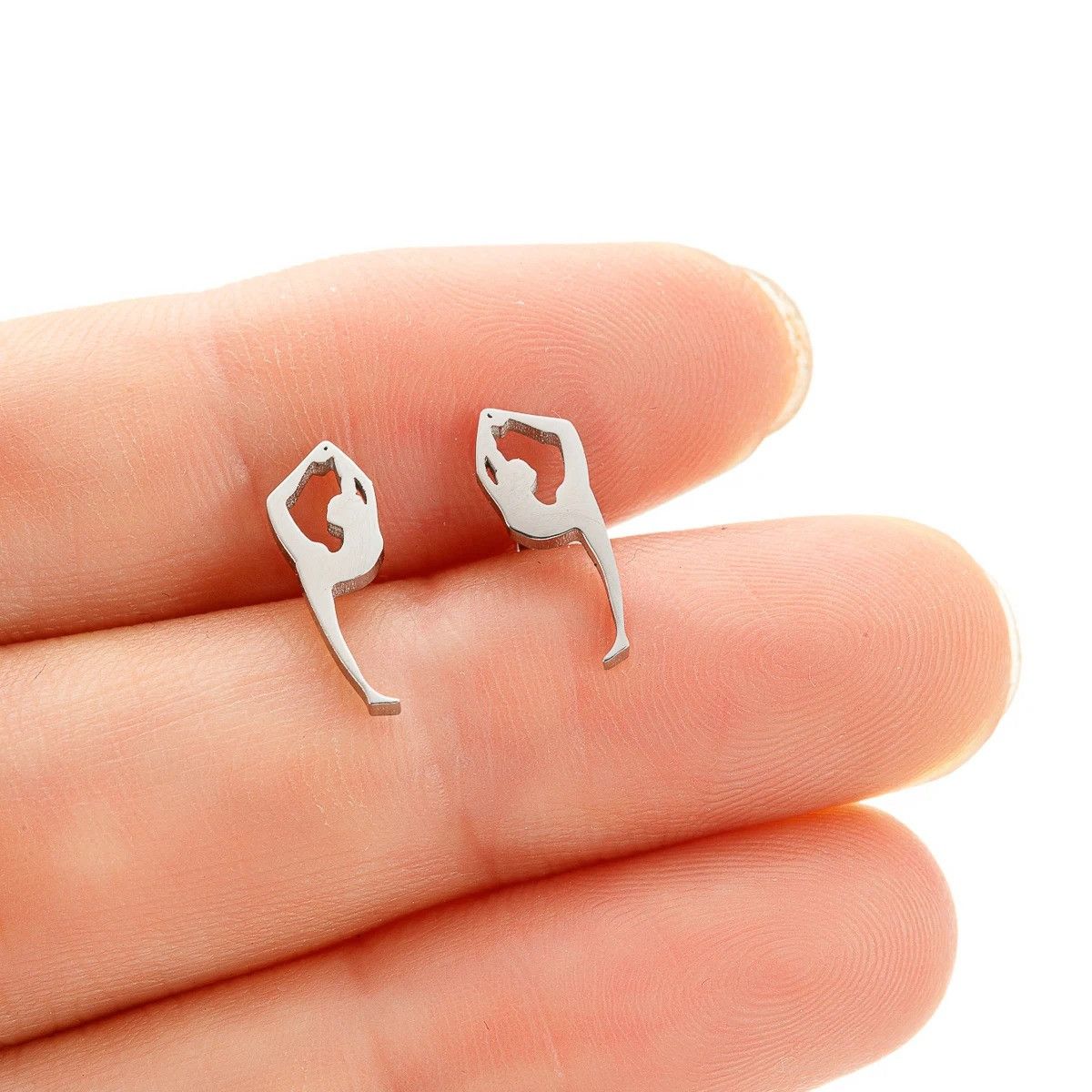 Jewelry Gymnastics Girl Stud Earrings Charm Stainless Earring Gift Size ONE SIZE - 2 Thumbnail