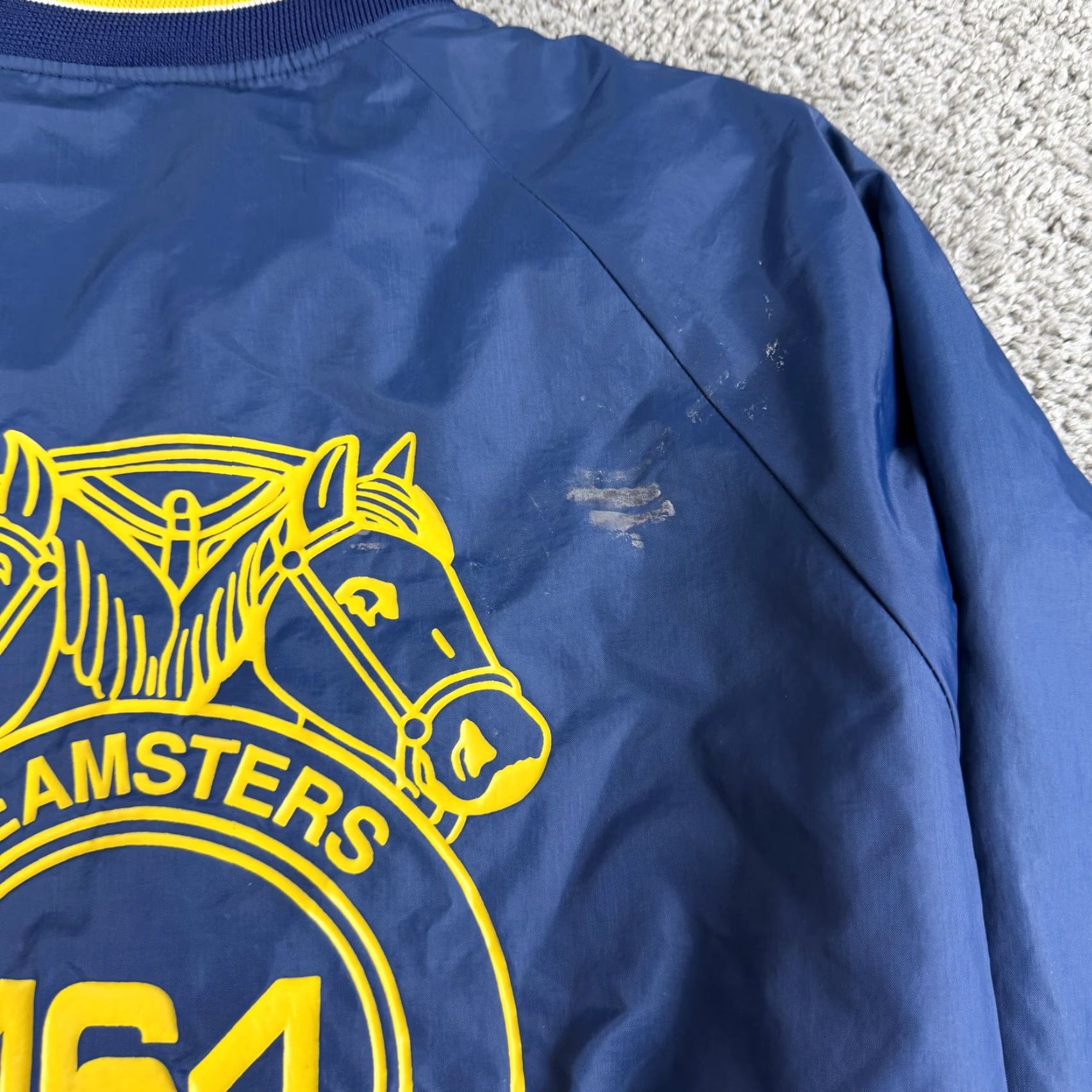 Vintage VINTAGE Hartwell Teamsters Jacket Mens Large Blue Bomber Nylon Snap Front Varsity Coat Casual Workwear Size US L / EU 52-54 / 3 - 4 Thumbnail