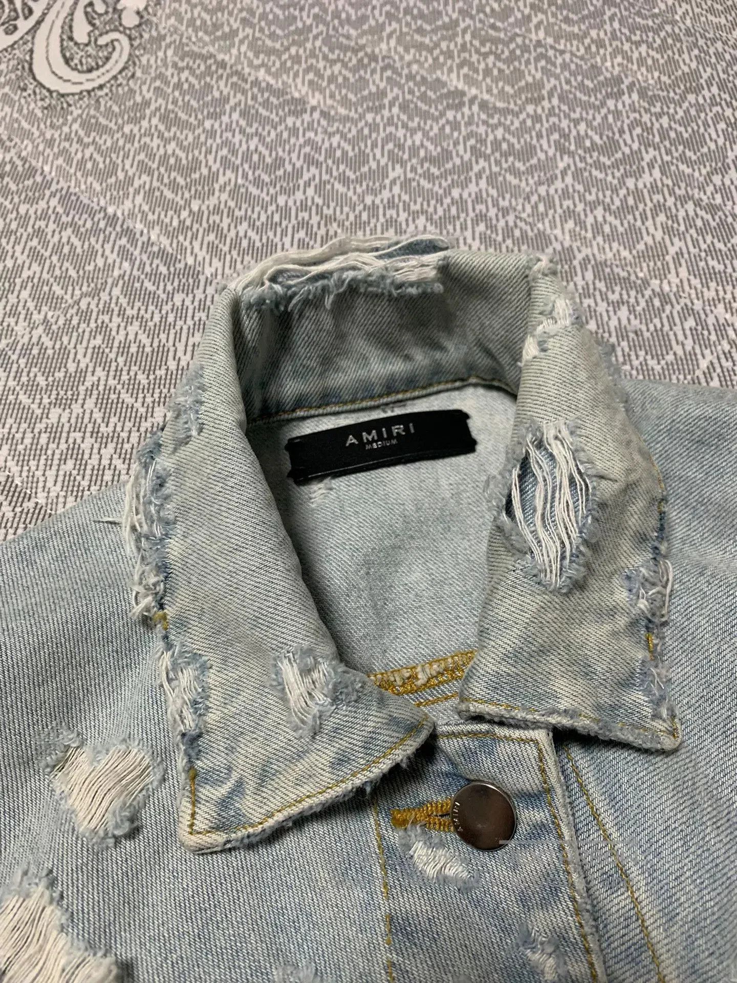 Amiri AMIRI Batwing Sleeve Distressed Denim Jacket. Size M / US 6-8 / IT 42-44 - 3 Thumbnail
