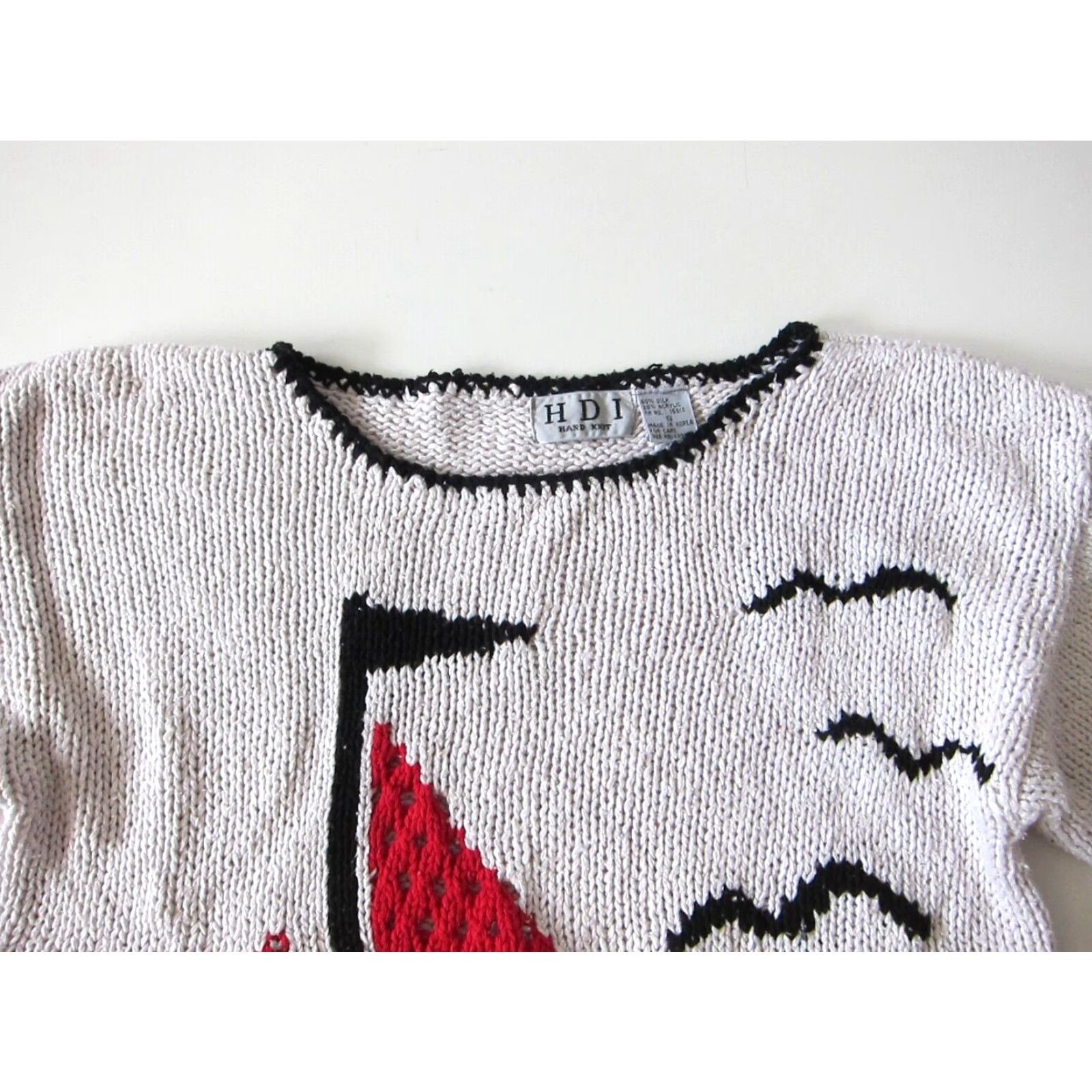 Nautica VINTAGE H D I Hand Knit Silk White Sail Boat Nautical Short Sleeve Sweater S Womens Classics Size S / US 4 / IT 40 - 3 Thumbnail