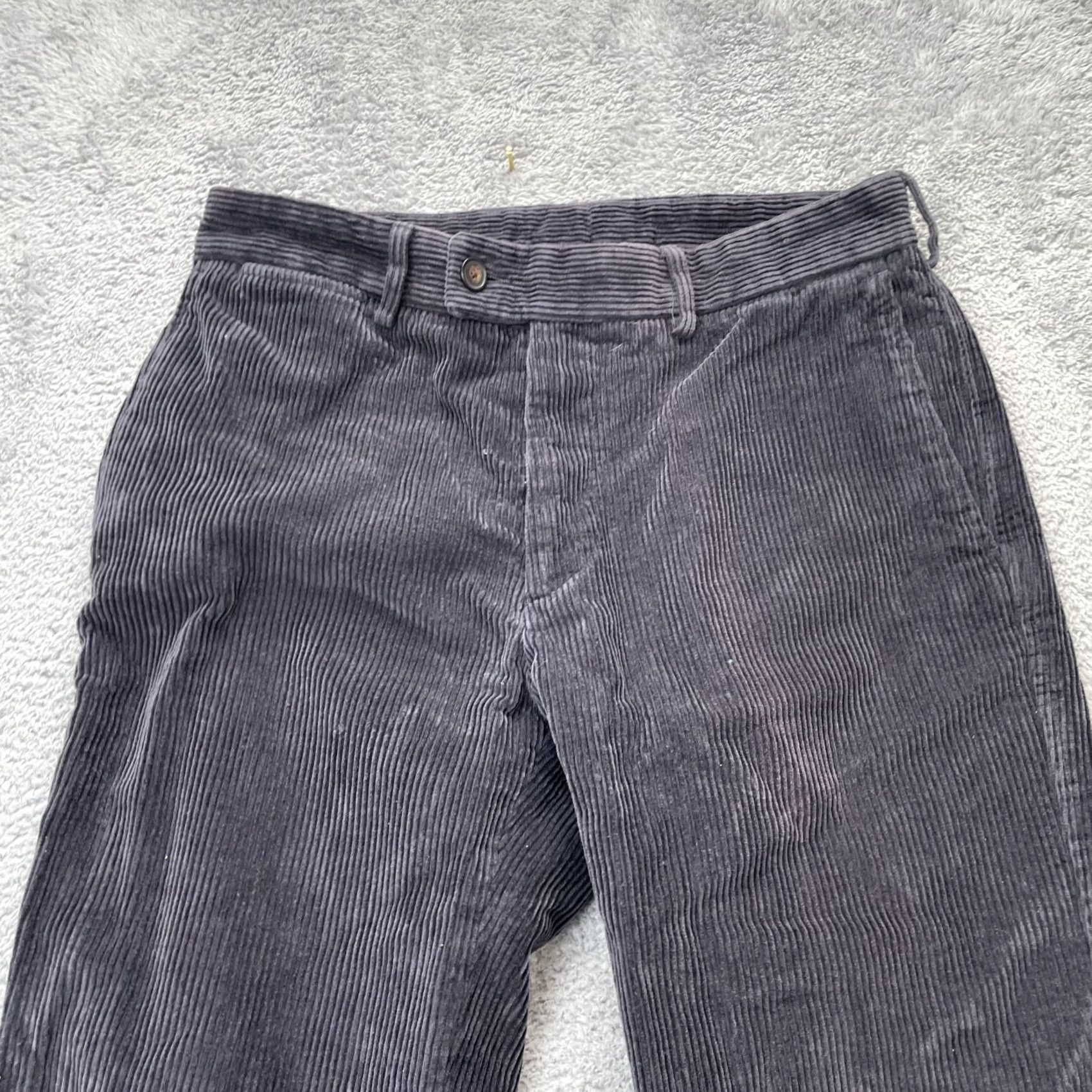 Faconnable Façonnable Pants Mens 30x28 Corduroy Cotton Stretch Straight Leg Lined Navy Black Smart Casual Slant Slash Pocket Java Size US 30 / EU 46 - 2 Thumbnail