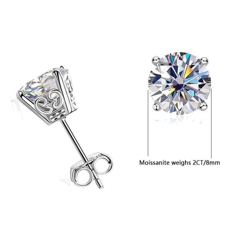 Jewelry 925 silver moissanite 2 carat four-prong earrings Size ONE SIZE - 5 Thumbnail