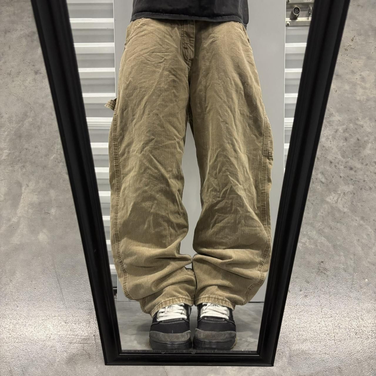 Japanese Brand × Vintage Crazy Vintage Y2K/2000s Baggy Khaki Tan Skater Workwear Carpenter Pants! Size US 32 / EU 48 - 1 Thumbnail