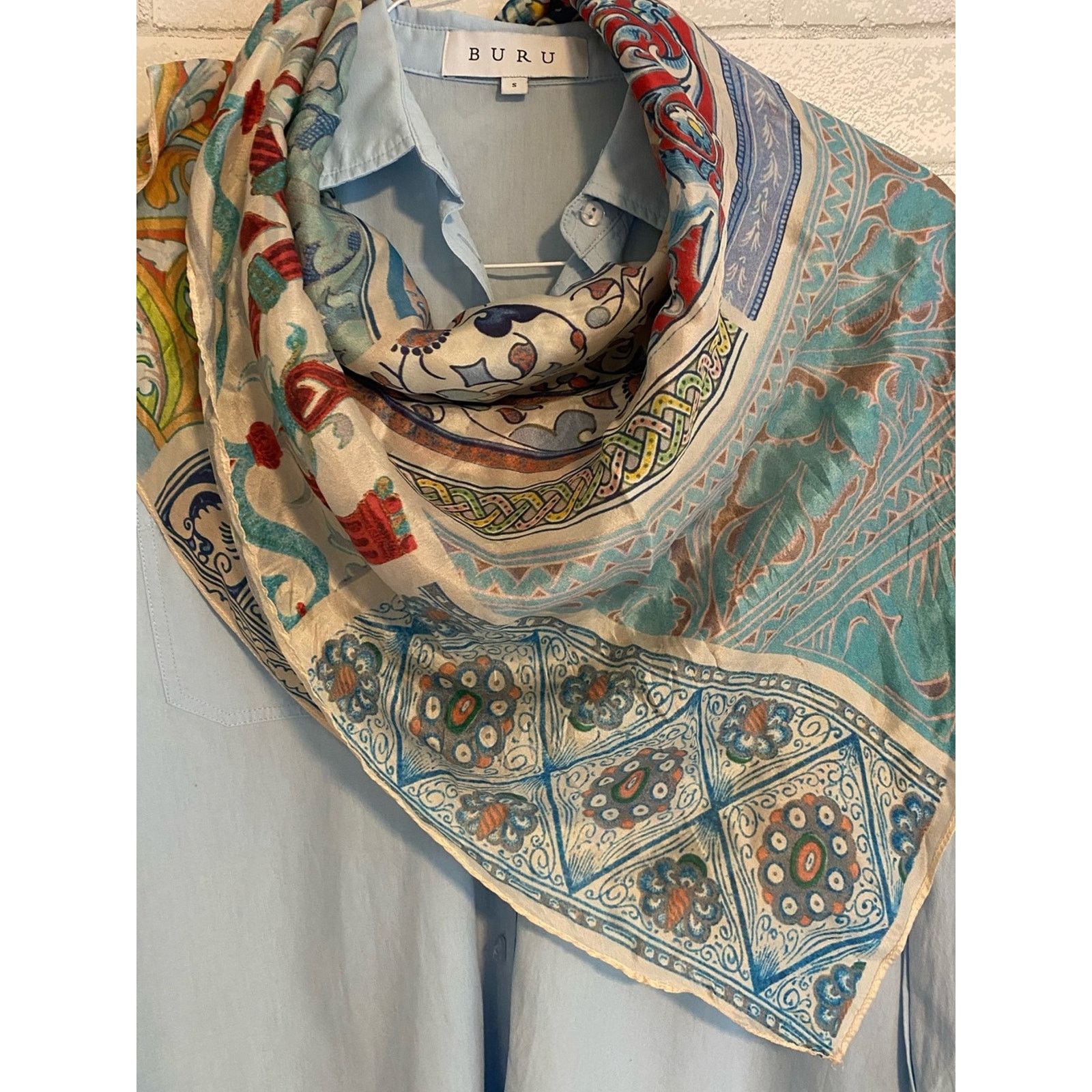 Johnny Was Johnny Was $160 Celestin Large Silk 43” Square Scarf EUC Size ONE SIZE - 3 Thumbnail