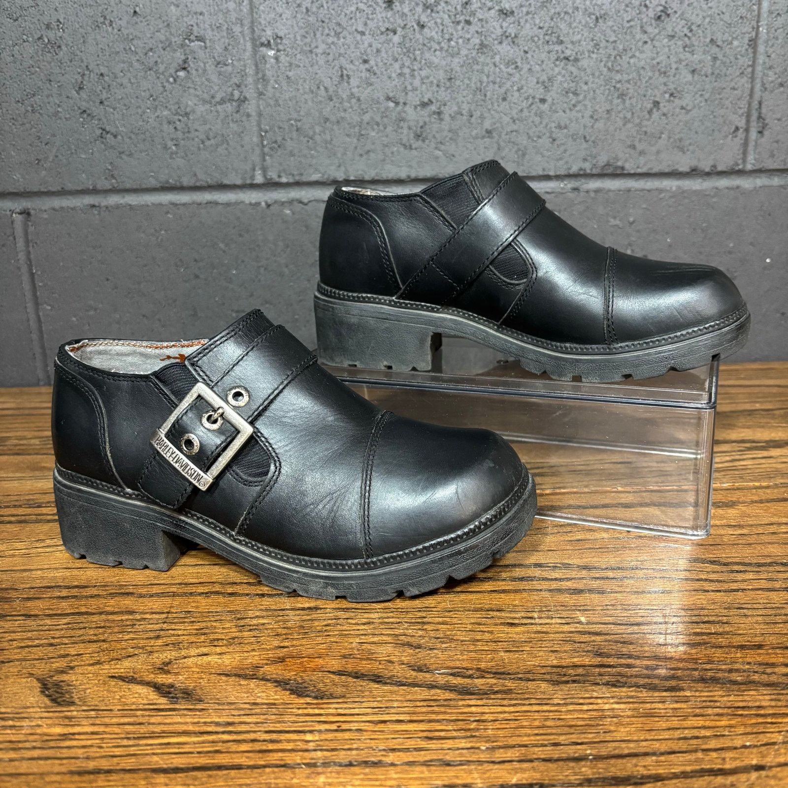 Harley Davidson Harley Davidson Y2K Chunky Platform Clogs Leather Buckle Size US 6 / IT 36 - 1 Thumbnail