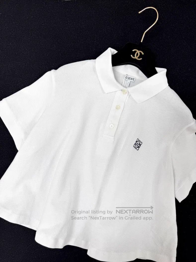Loewe Loewe White Collar Embroidered Logo Loose Short Sleeve T-S Size M / US 6-8 / IT 42-44 - 8 Thumbnail