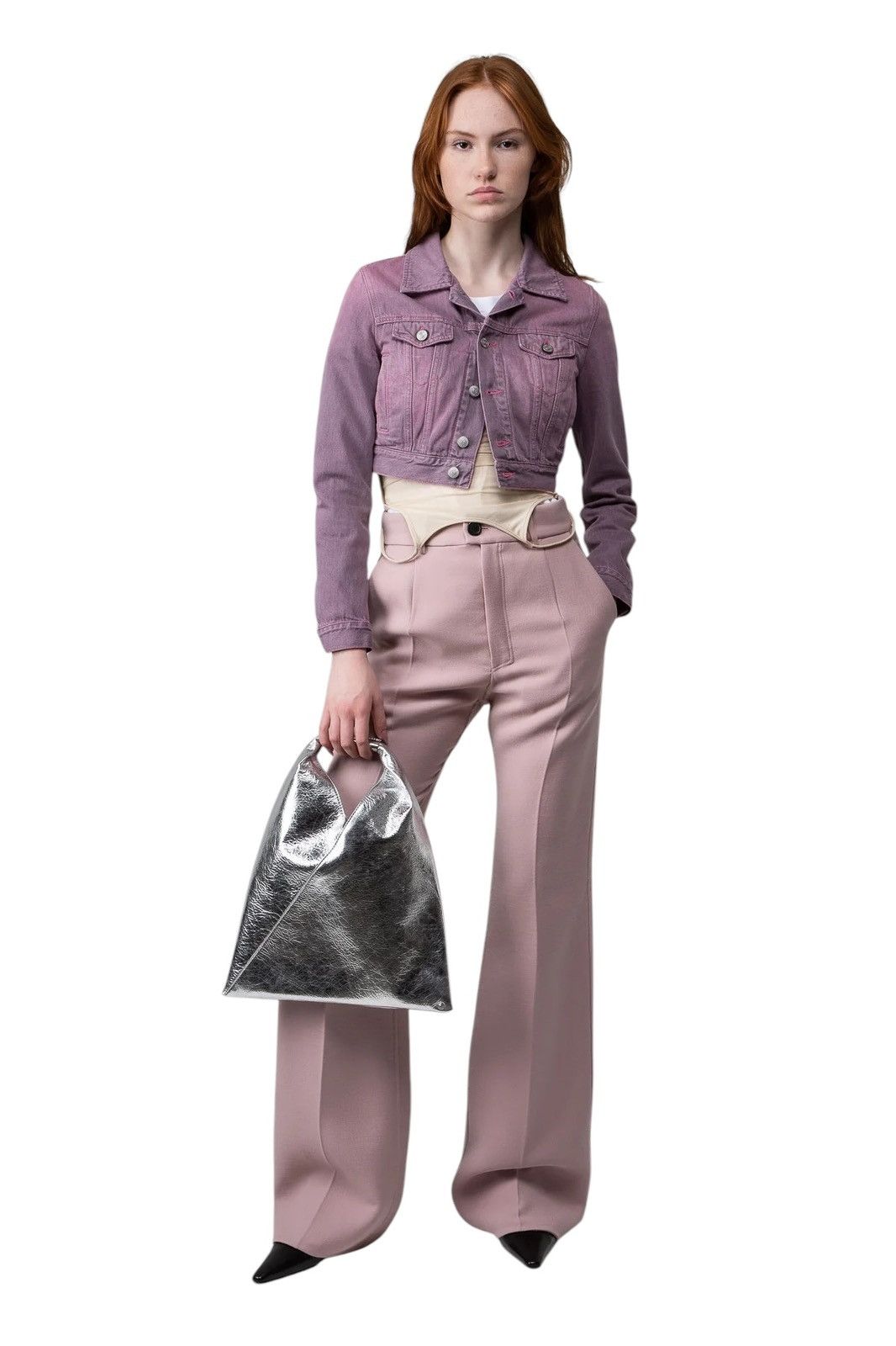 Maison Margiela Faded Cropped Pink Denim Jacket Size XS / US 0-2 / IT 36-38 - 4 Thumbnail