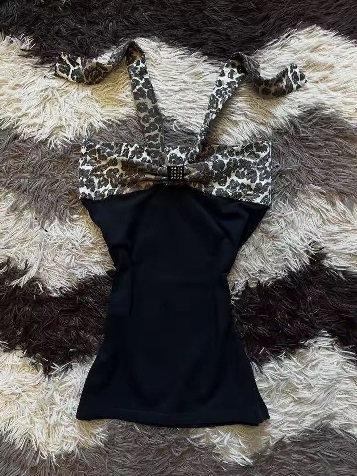 Vintage Y2k Leopard Sexy Retro Sleeveless Top Shirt Size L / US 10 / IT 46 - 1 Thumbnail