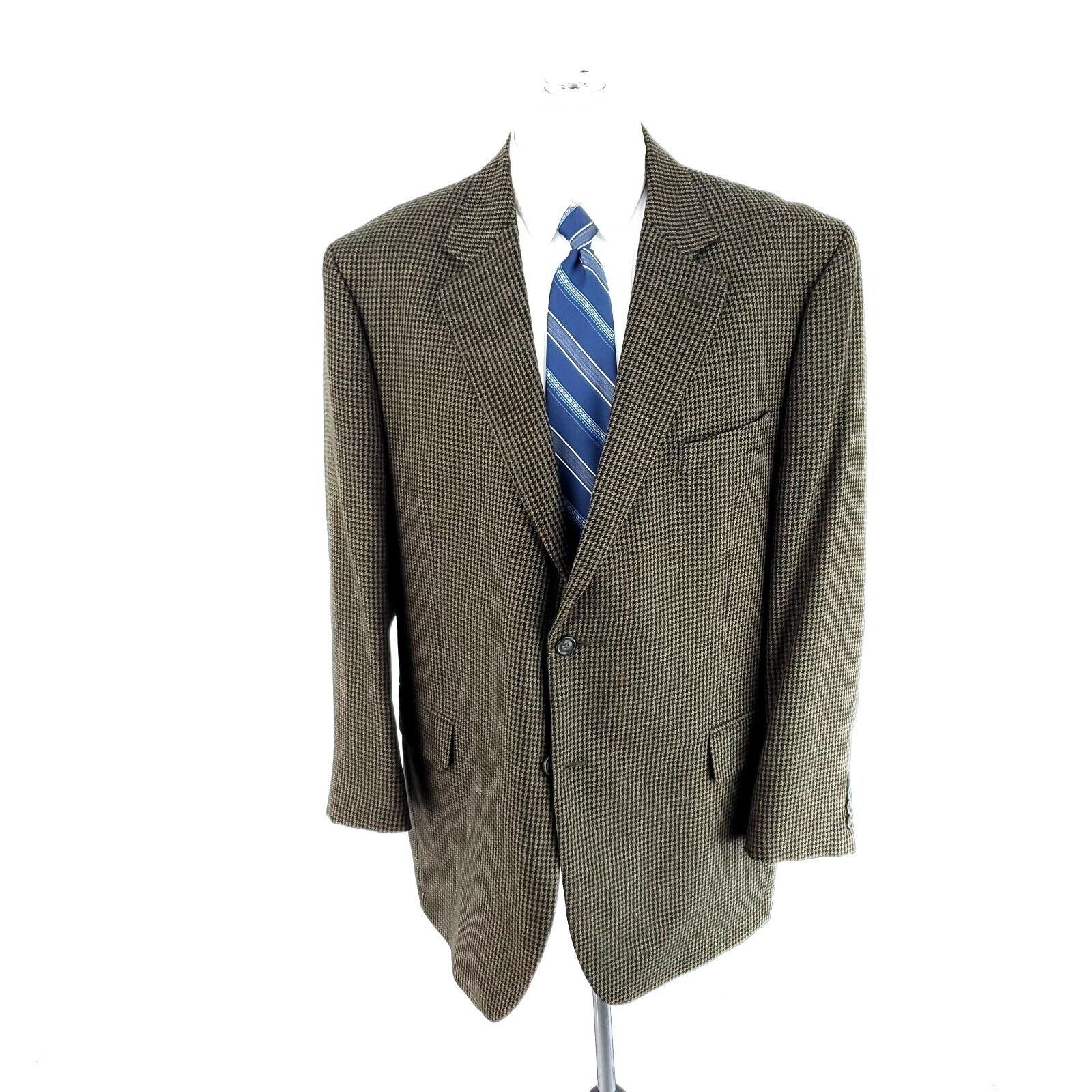 Jos. A. Bank Jos A Bank Tweed Wool 2 Button Sport Coat 44R Green Black Ho Size 44R - 3 Thumbnail