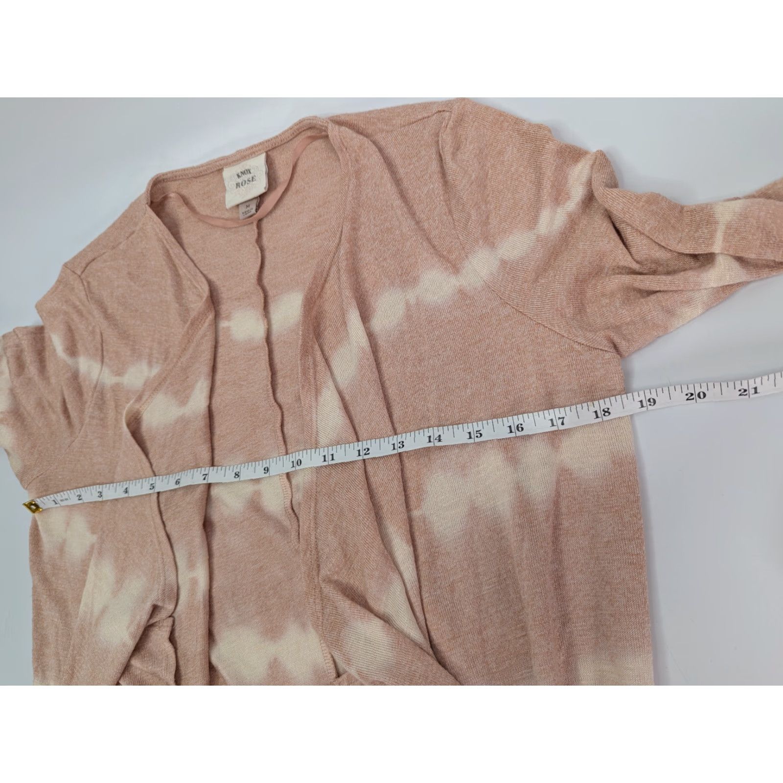 Vintage Knox Rose Cardigan Sweater Open Waterfall Relaxed Fit Tie Dye Pink Beige Size M Womens Knit Swing Casual Size M / US 6-8 / IT 42-44 - 5 Thumbnail