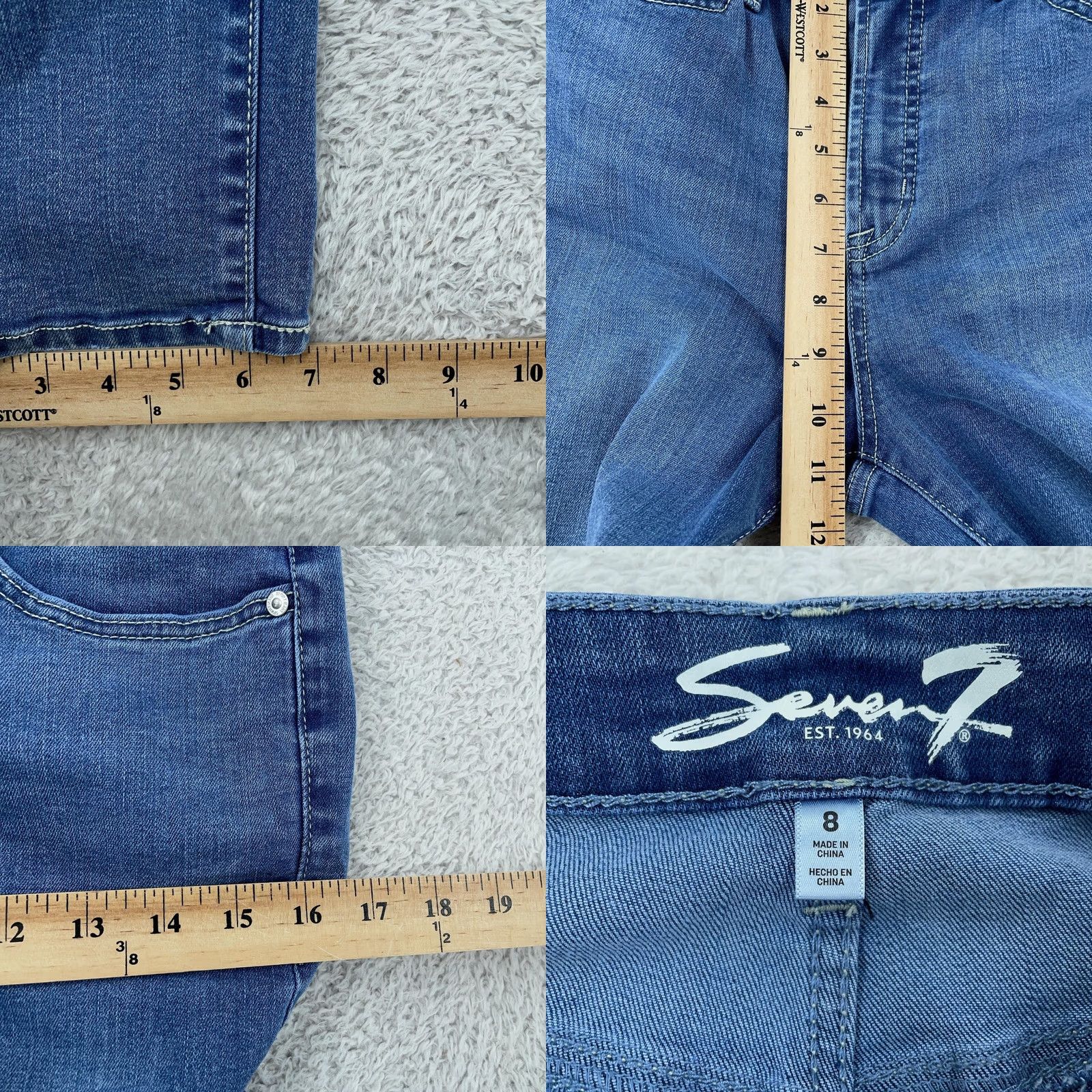 Vintage VINTAGE Seven7 Jeans High Rise Straight Womens 8 Stretch Denim 30x29 Blue 90s Womens Jeans Size 30" / US 8 / IT 44 - 8 Thumbnail