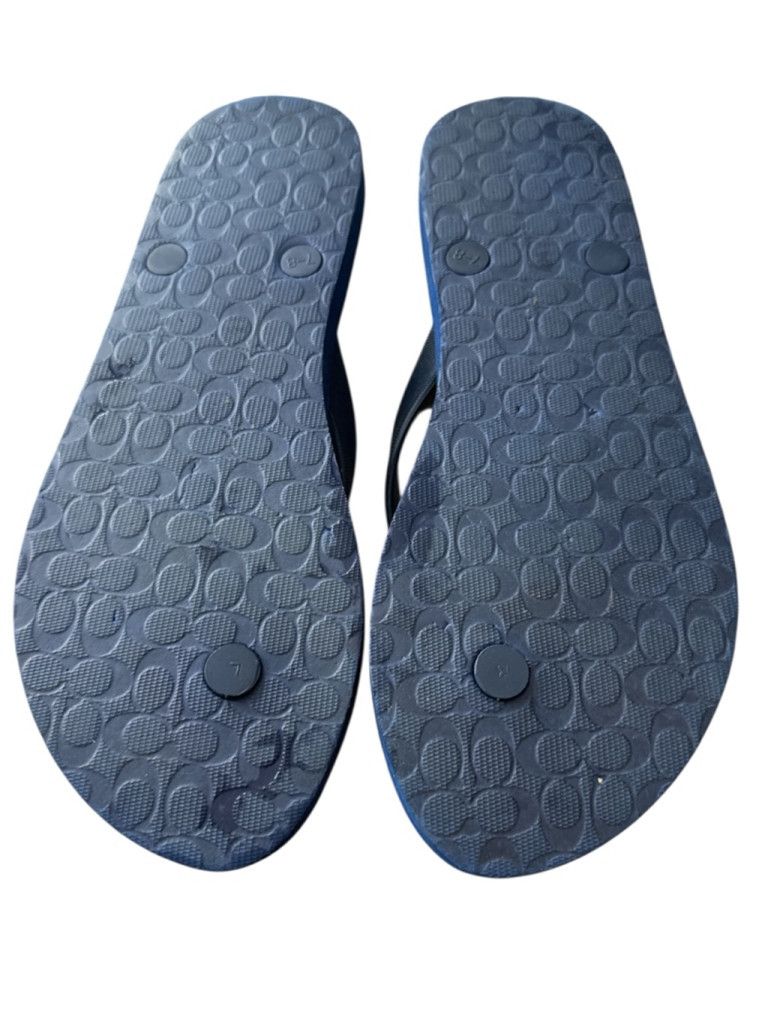 Coach EUC Coach Amel Thong Bow Sandal Blue & Cream Size 7-8 US Size US 7 / IT 37 - 5 Thumbnail